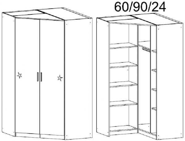 4890 : 2 High Polish Door Corner Wardrobe