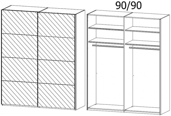 55T7 : 2 Mirror Door Sliding Wardrobe