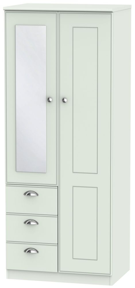Victoria Wardrobe - 2 Door - Combi - 1 Mirror - RHF 3 Drawers - Grey