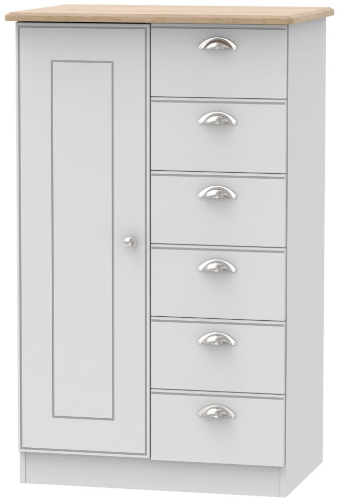 Victoria Children Wardrobe - 1 Door - Grey and Riviera Oak