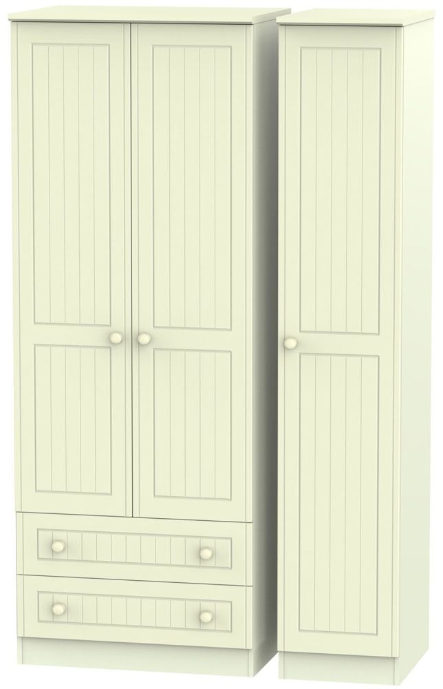 Warwick Wardrobe - 3 Door - LHF 2 Drawers - Cream