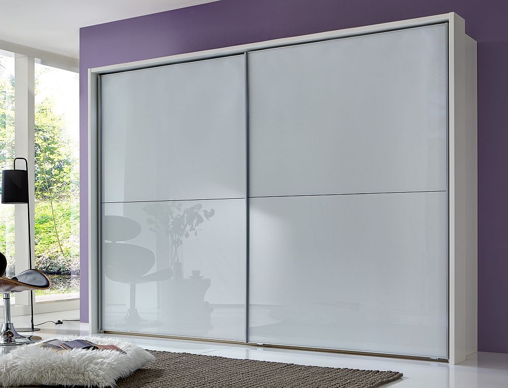 Berlin Sliding Wardrobe - 2 Door - White Glass