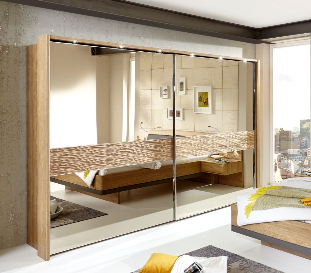 Wega Sliding Wardrobe - 2 Door Full Mirrored - Oak