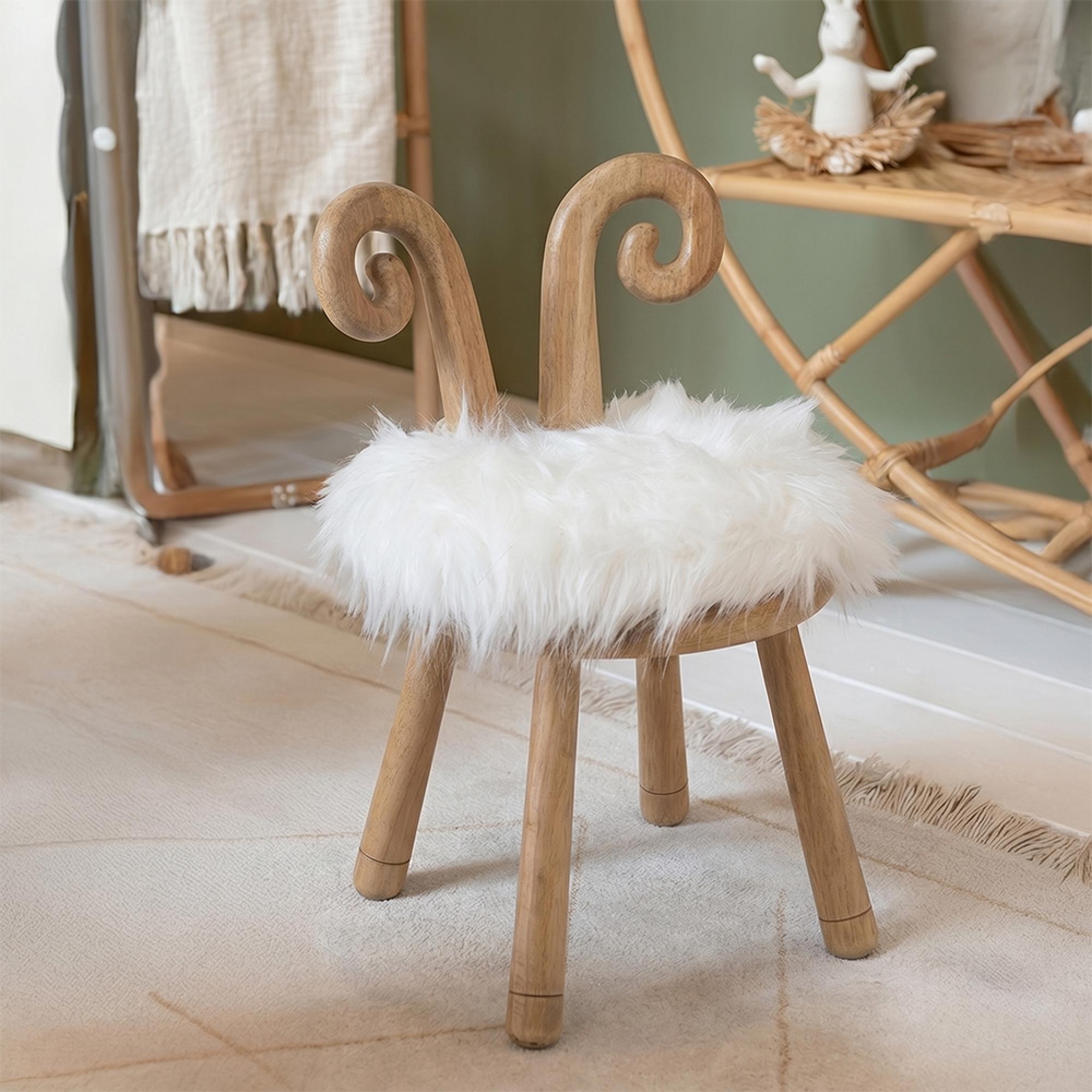 Sheep Ears Kids Chair - Set of 2 - Natural and White - Wood