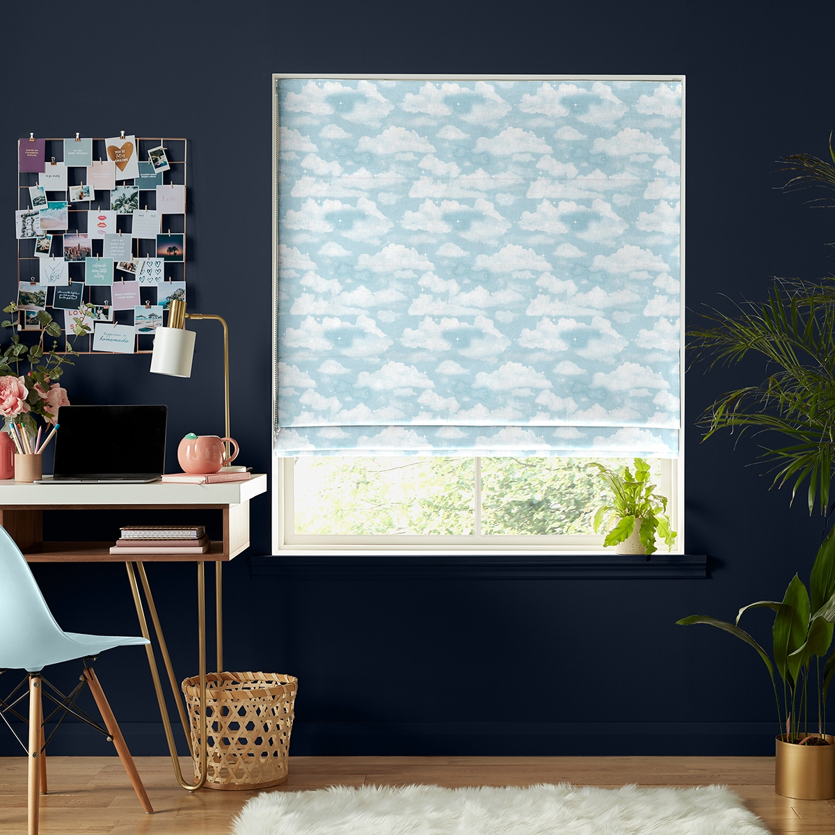 Clouds Roman Blind - Blue