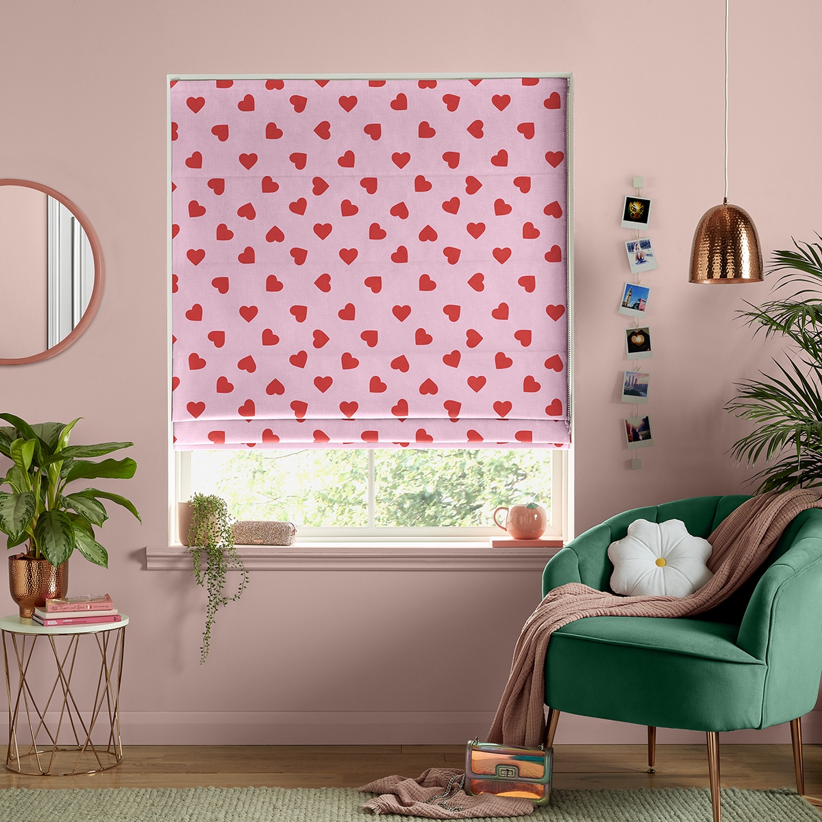 Hearts Roman Blind - Pink