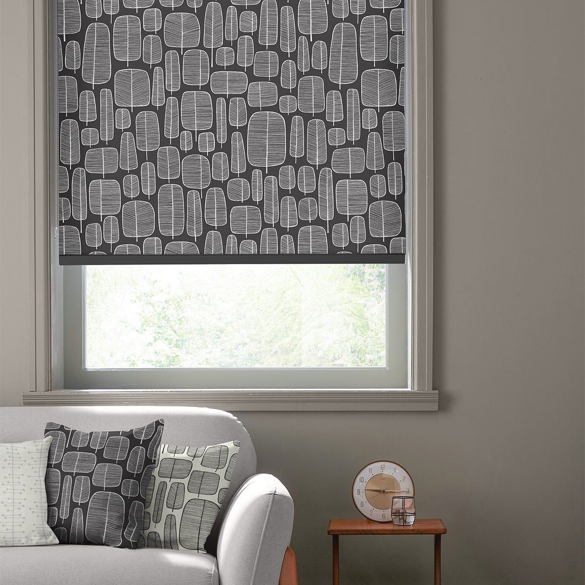 MissPrint Roller Blind - Little Trees Charcoal