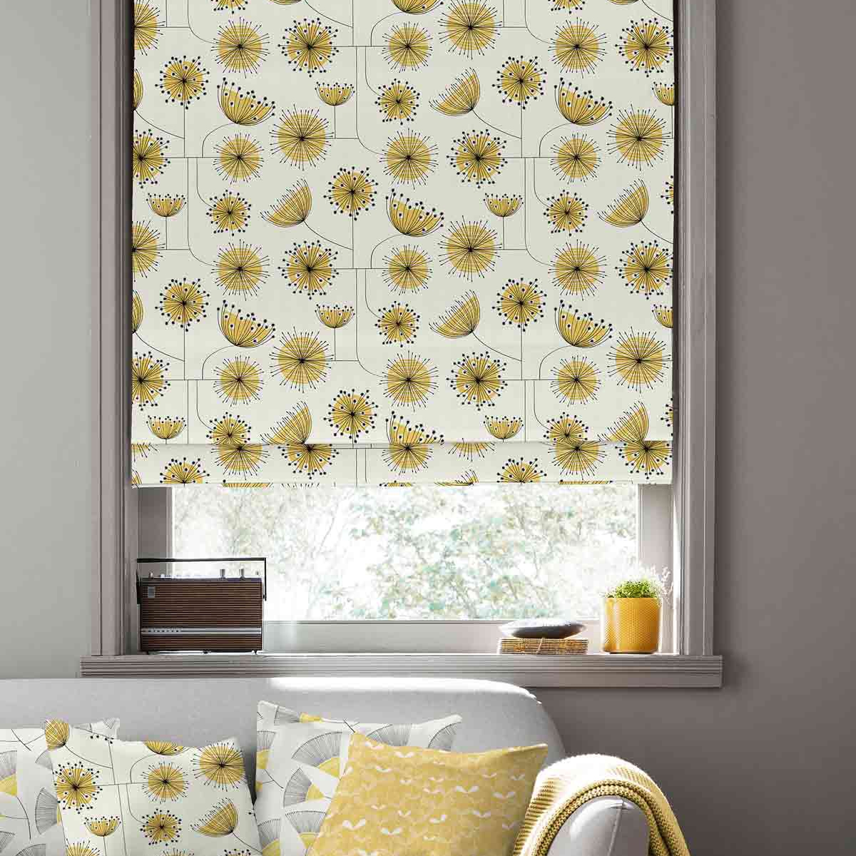 Missprint Roman Blind - Dandelion Mobile Sunflower Yellow