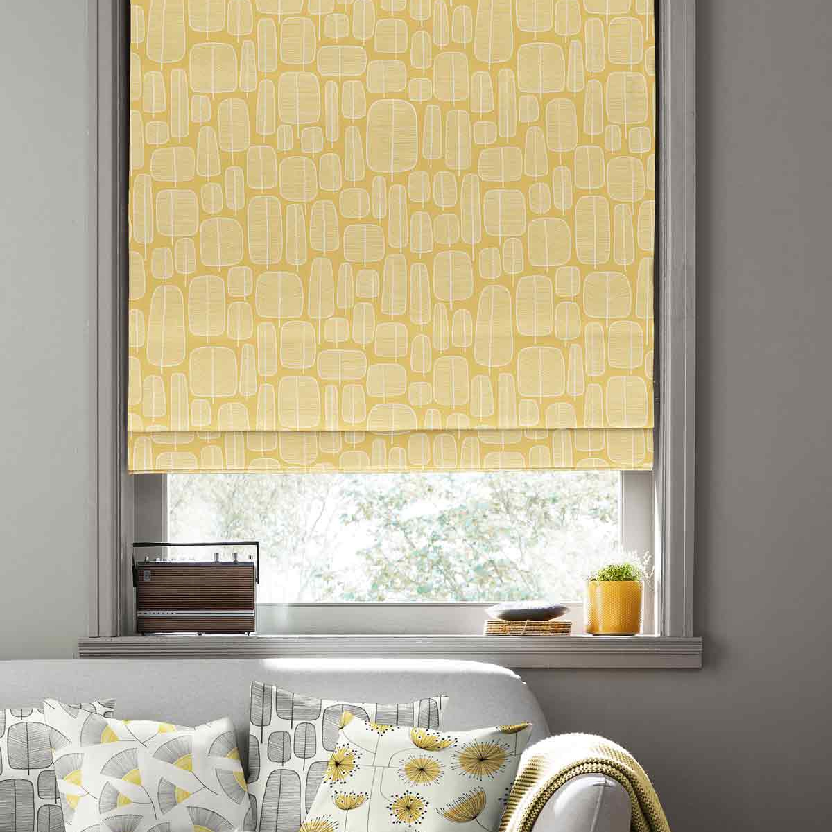 Missprint Roman Blind - Little Trees Yellow
