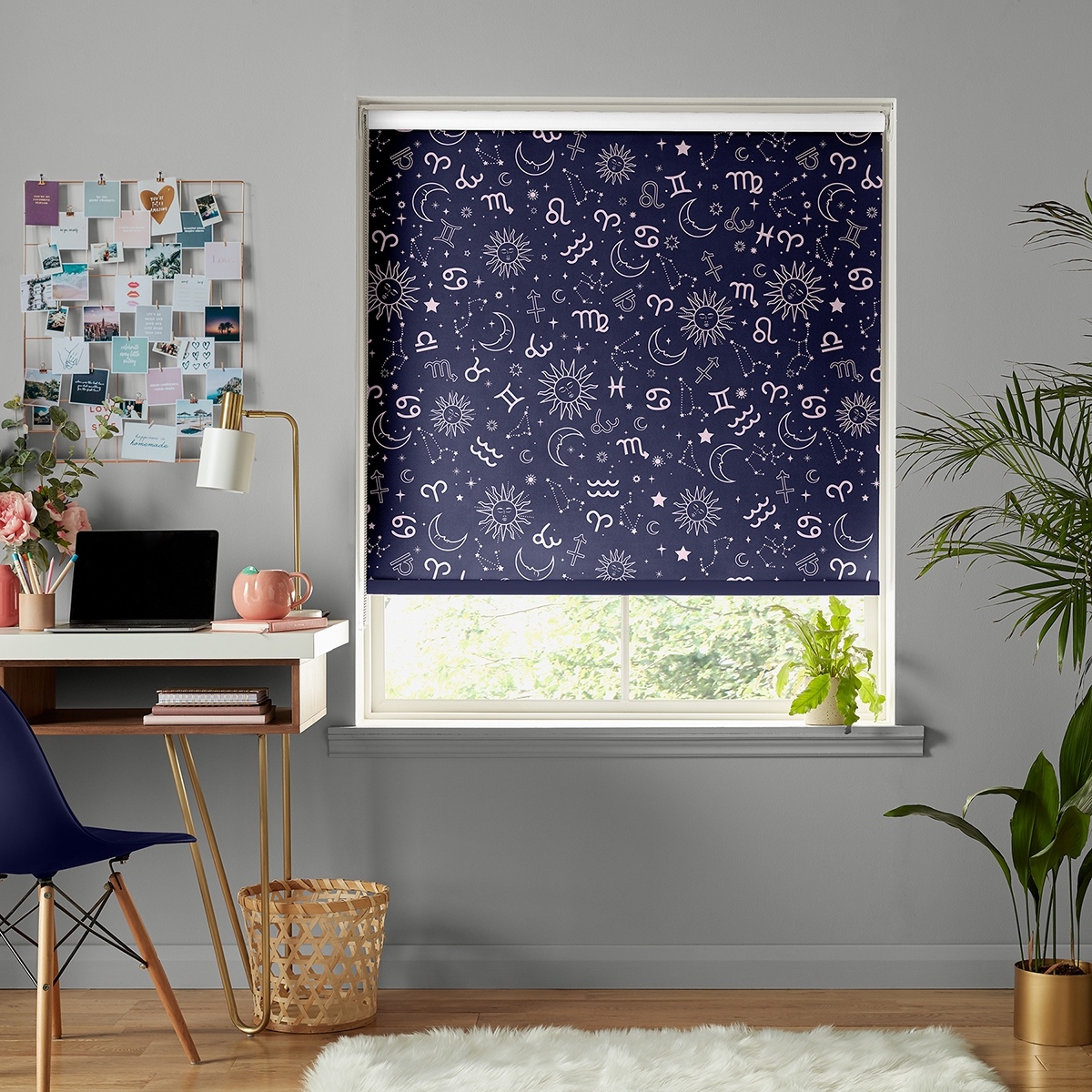 Skinny Dip Roller Blind - Zodiac Navy and Pink