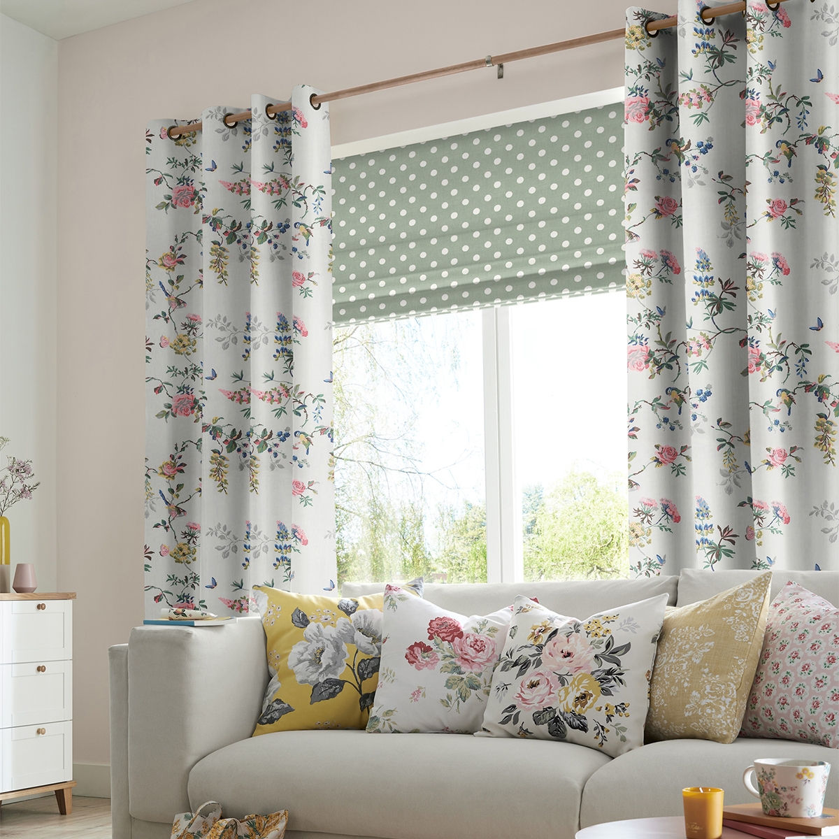 Cath Kidston Curtain - Birds and Roses Multi