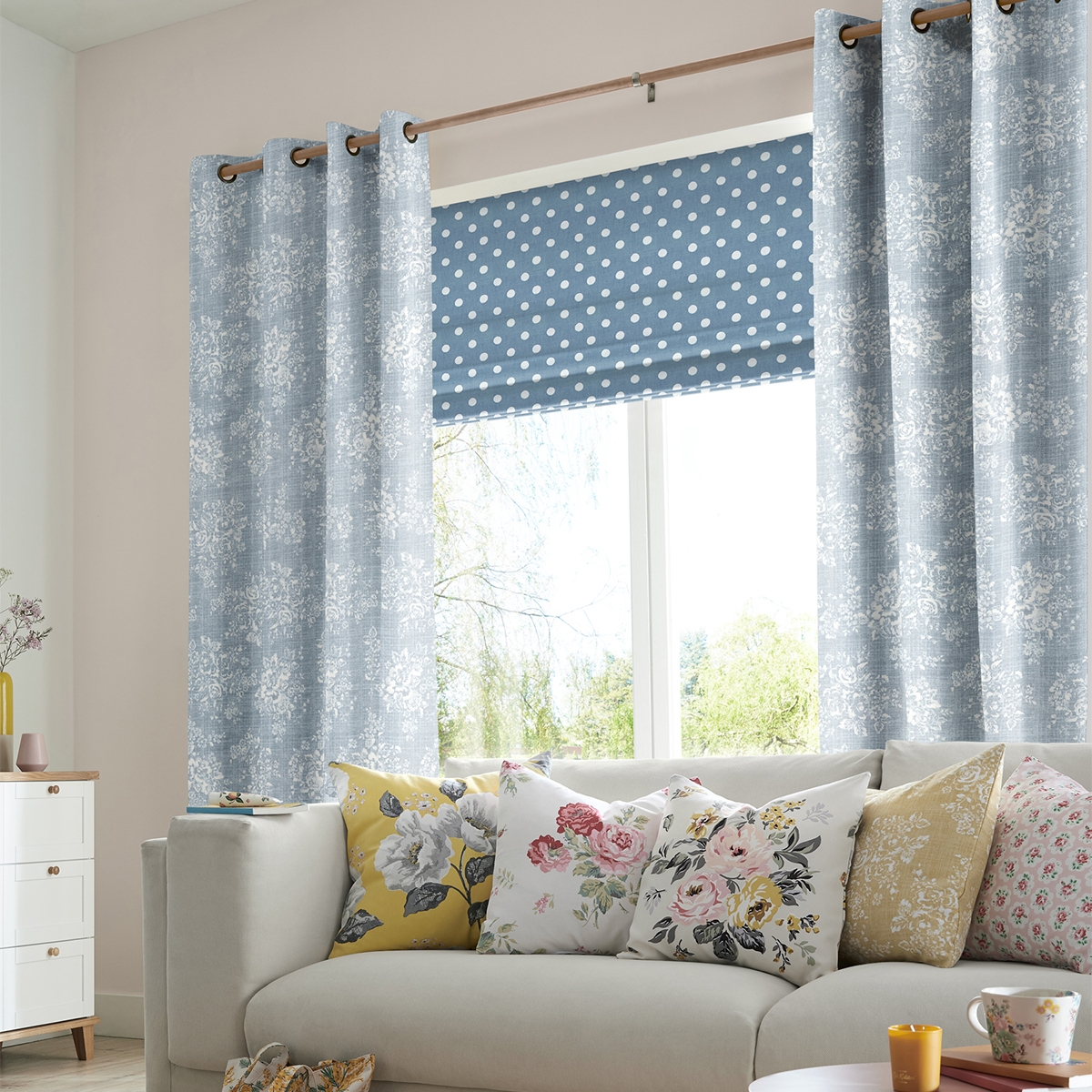 Cath Kidston Curtain - Washed Rose Grey