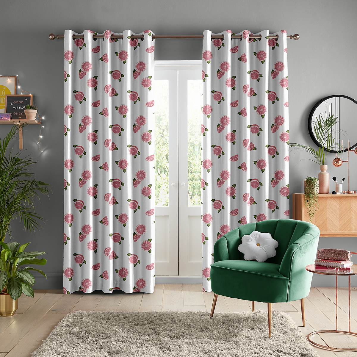 Skinny Dip Curtain - Grapefruit Pink