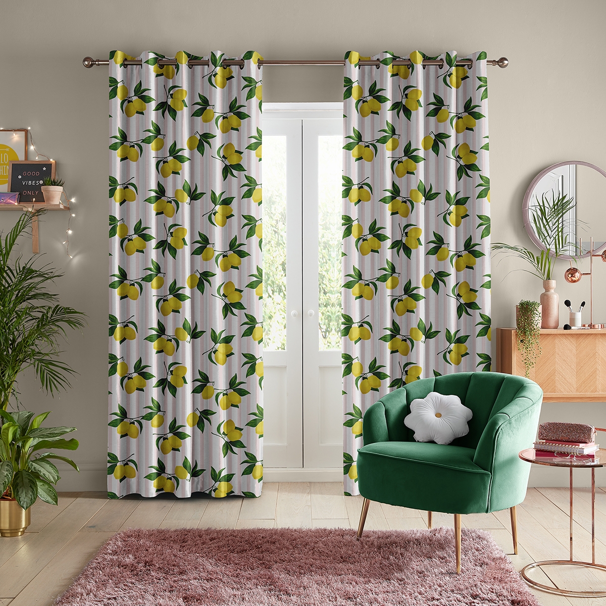 Skinny Dip Curtain - Summer Lemon Pink