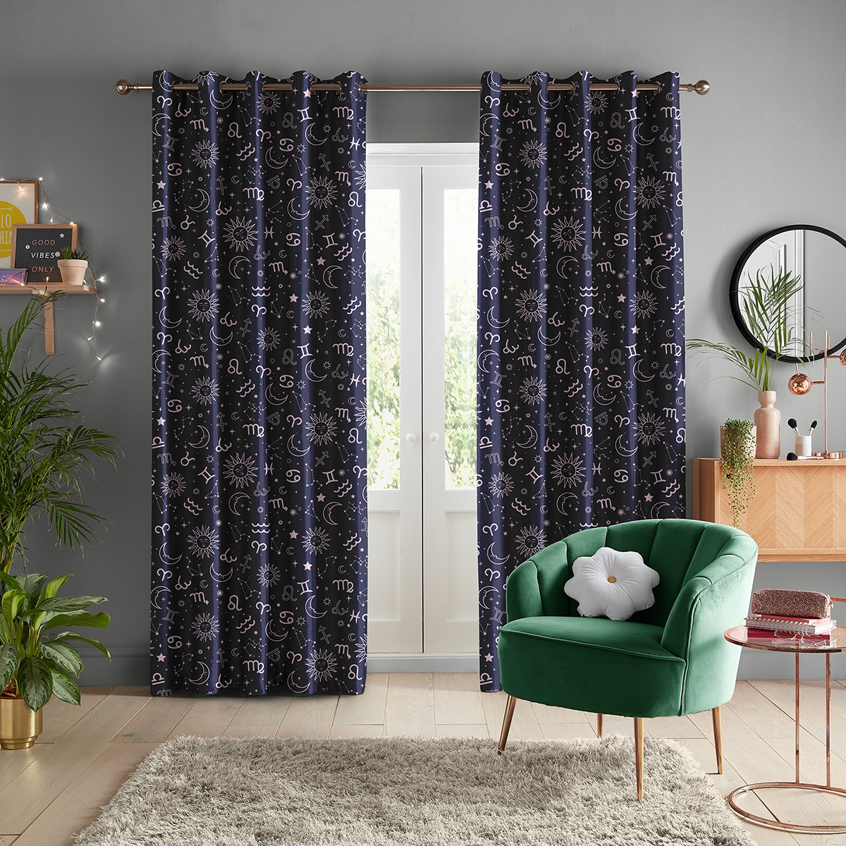 Skinny Dip Curtain - Zodiac Navy and Pink