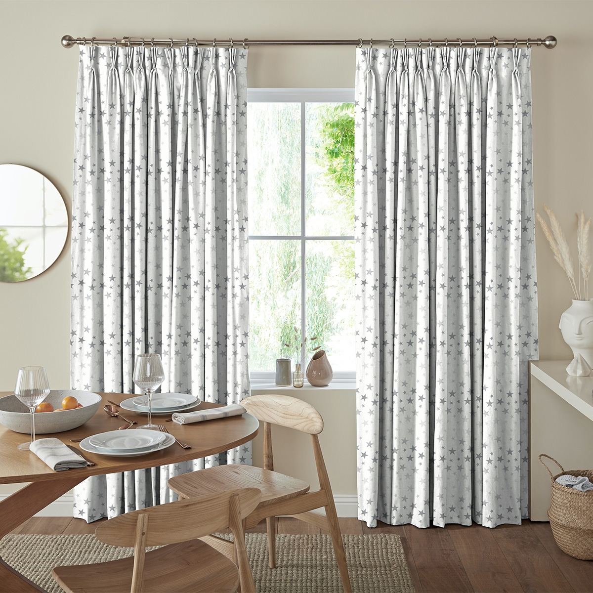 Twinkle Stars Curtain - Silver