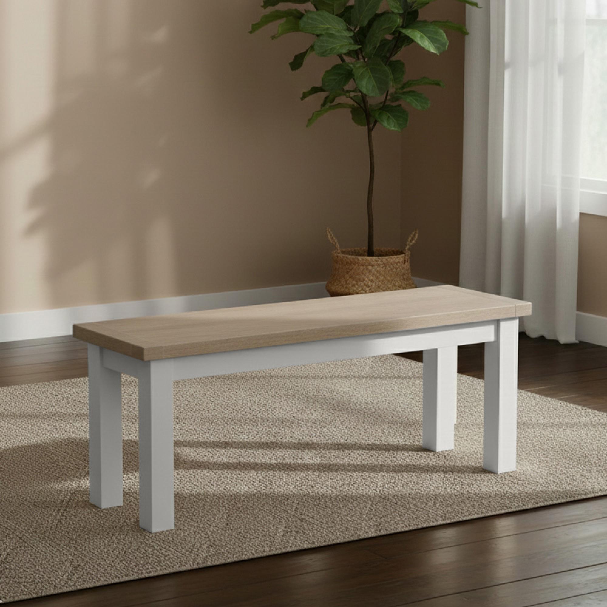 Modern Dining Bench - Grey Painted