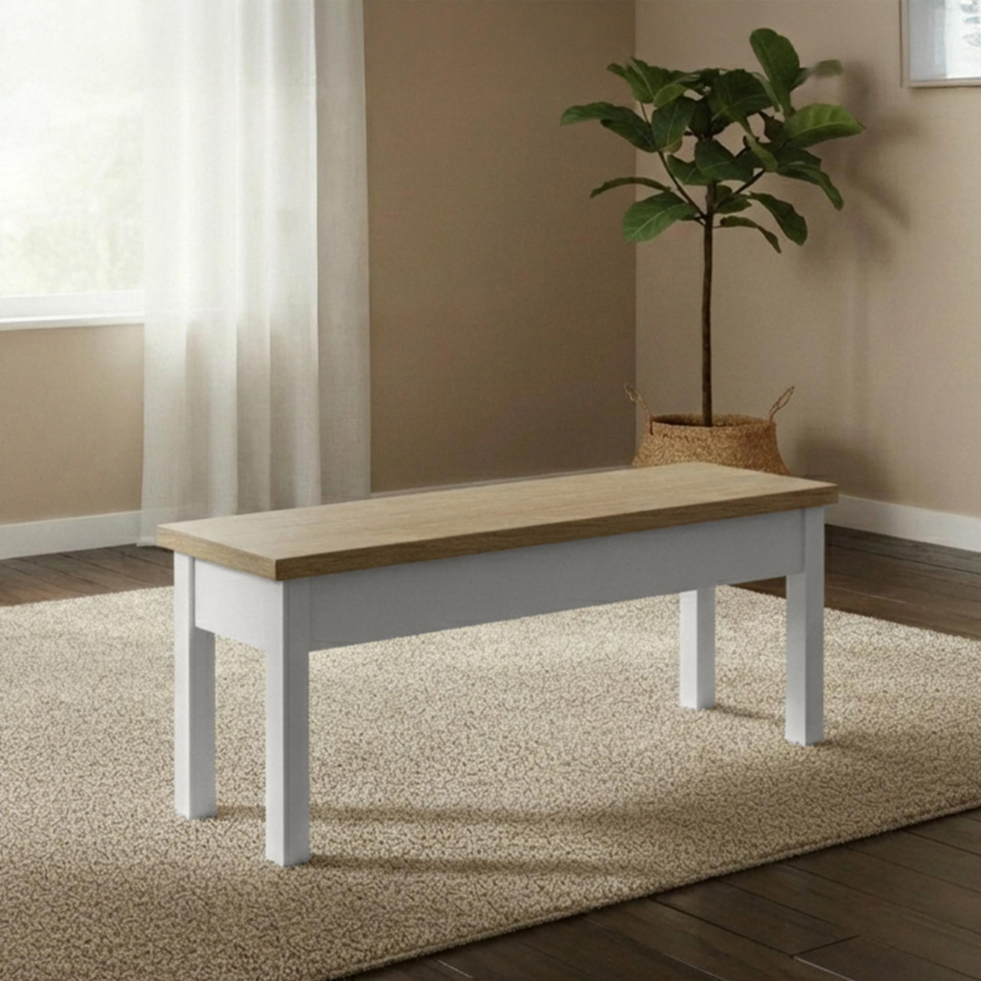 Modern Storage Dining Bench - Shallow - Grey Painted