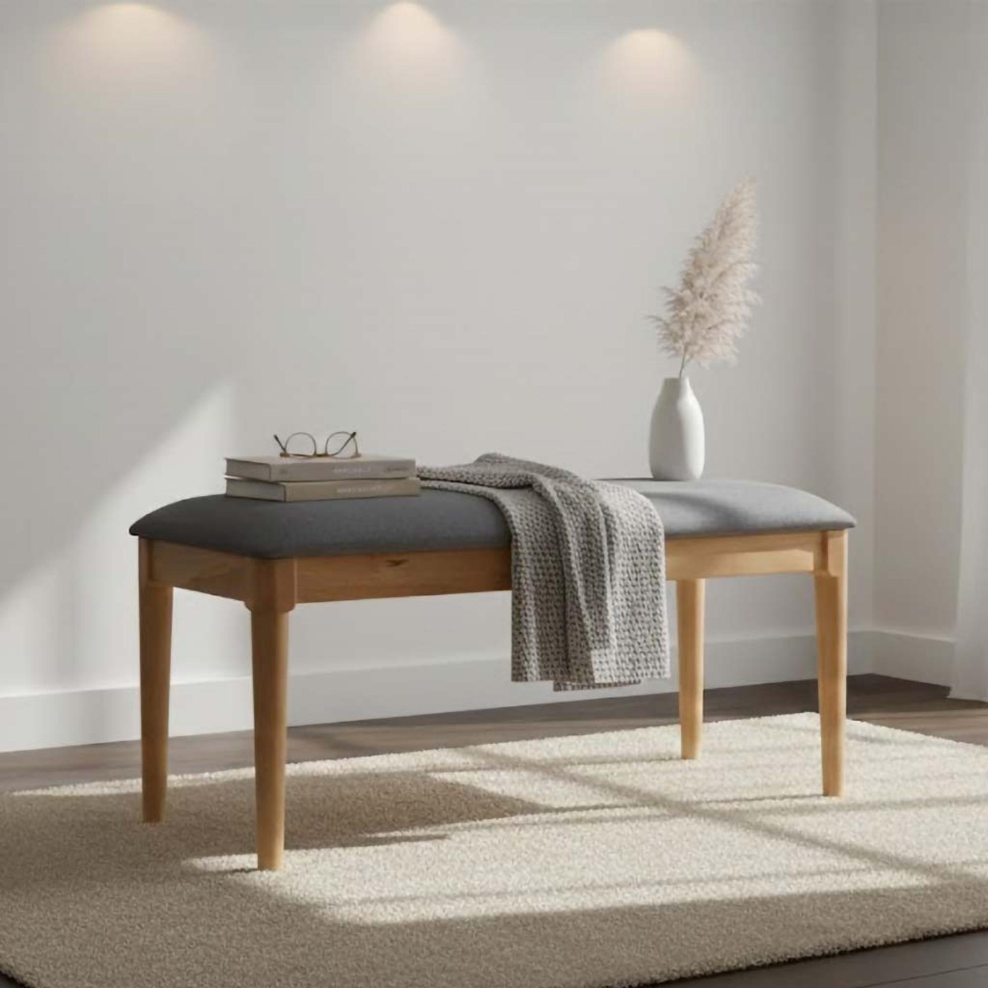 Orlando Padded Dining Bench  Oak and Fabric