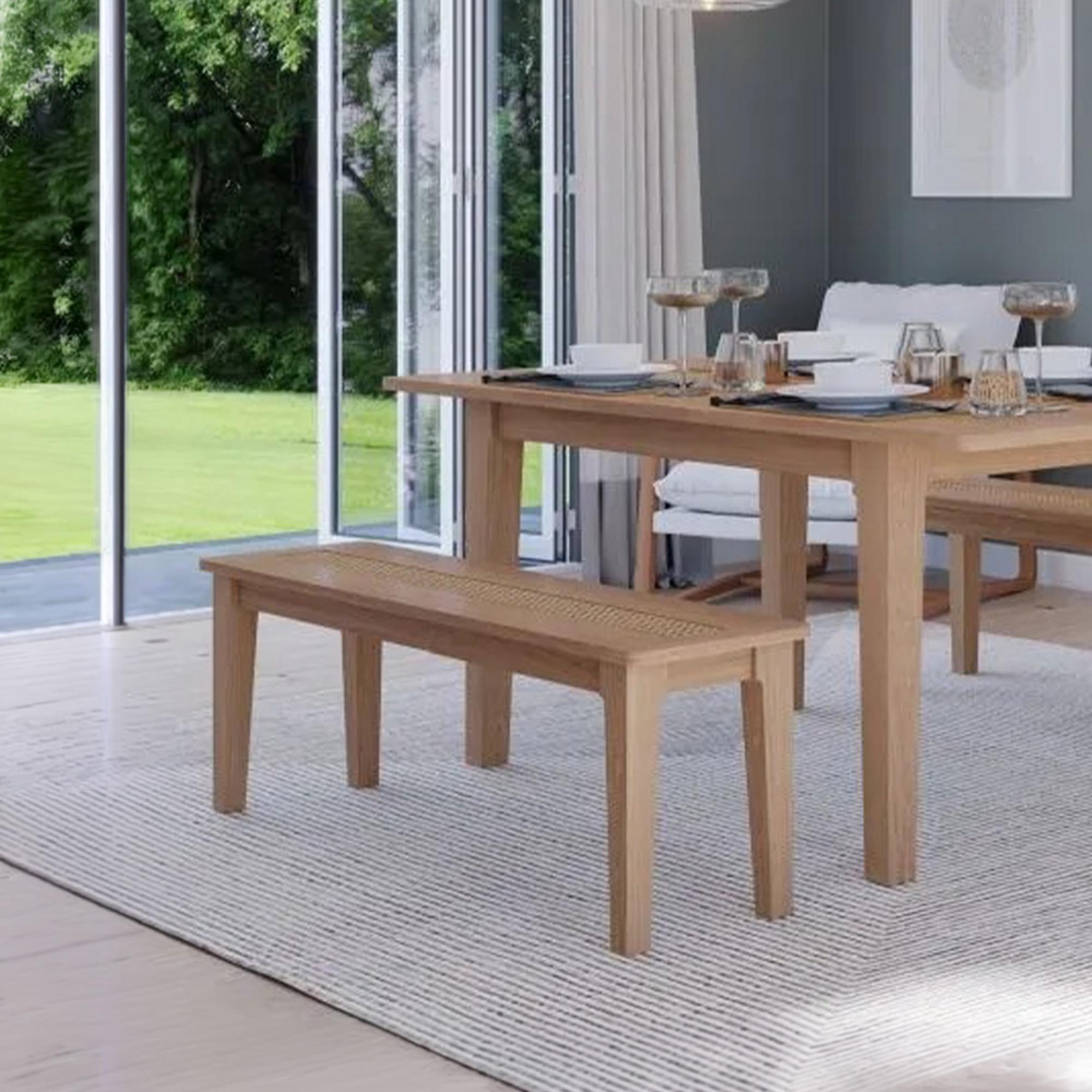 Henley Oak and Rattan Dining Bench