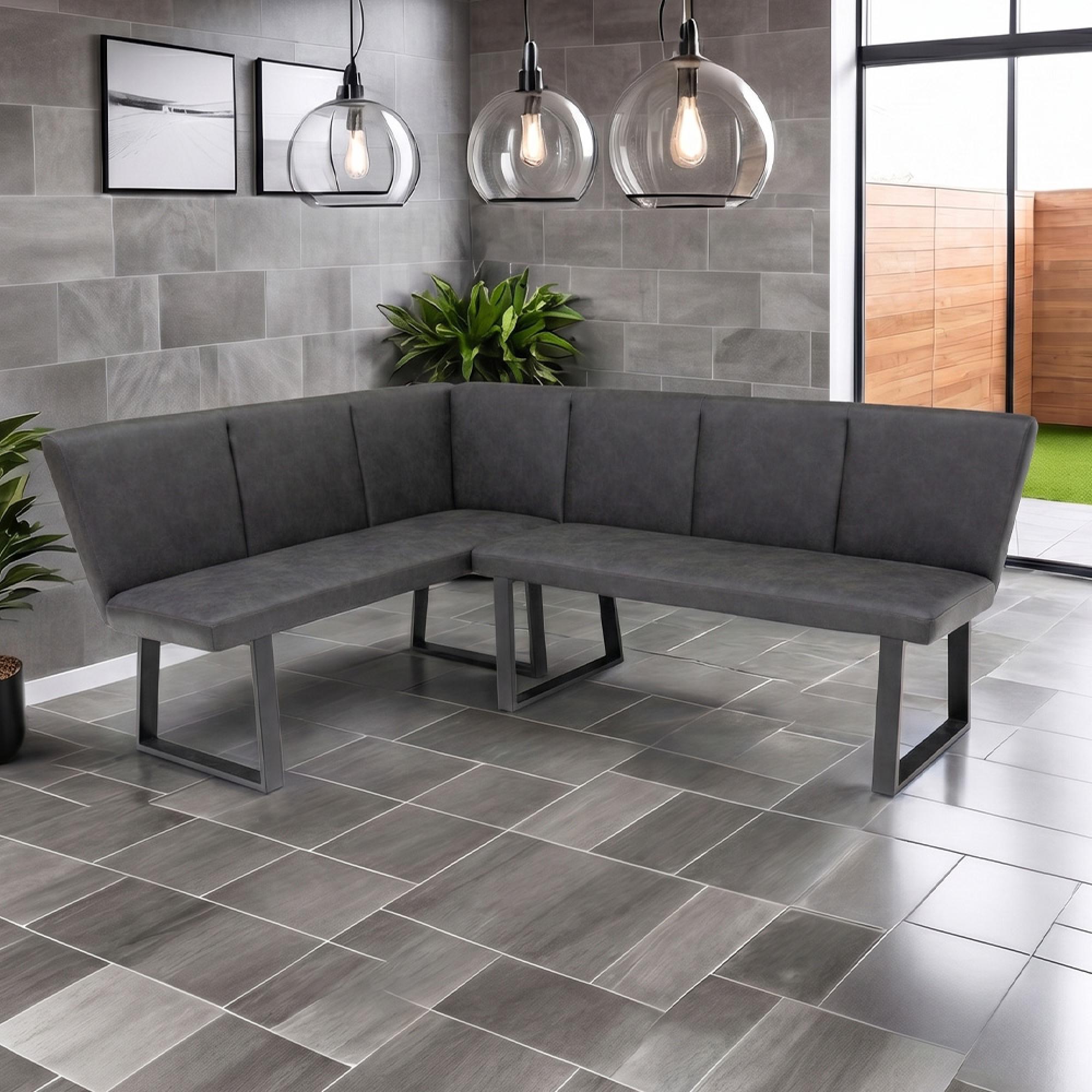 Franklin Corner Dining Bench - Charcoal Faux Leather
