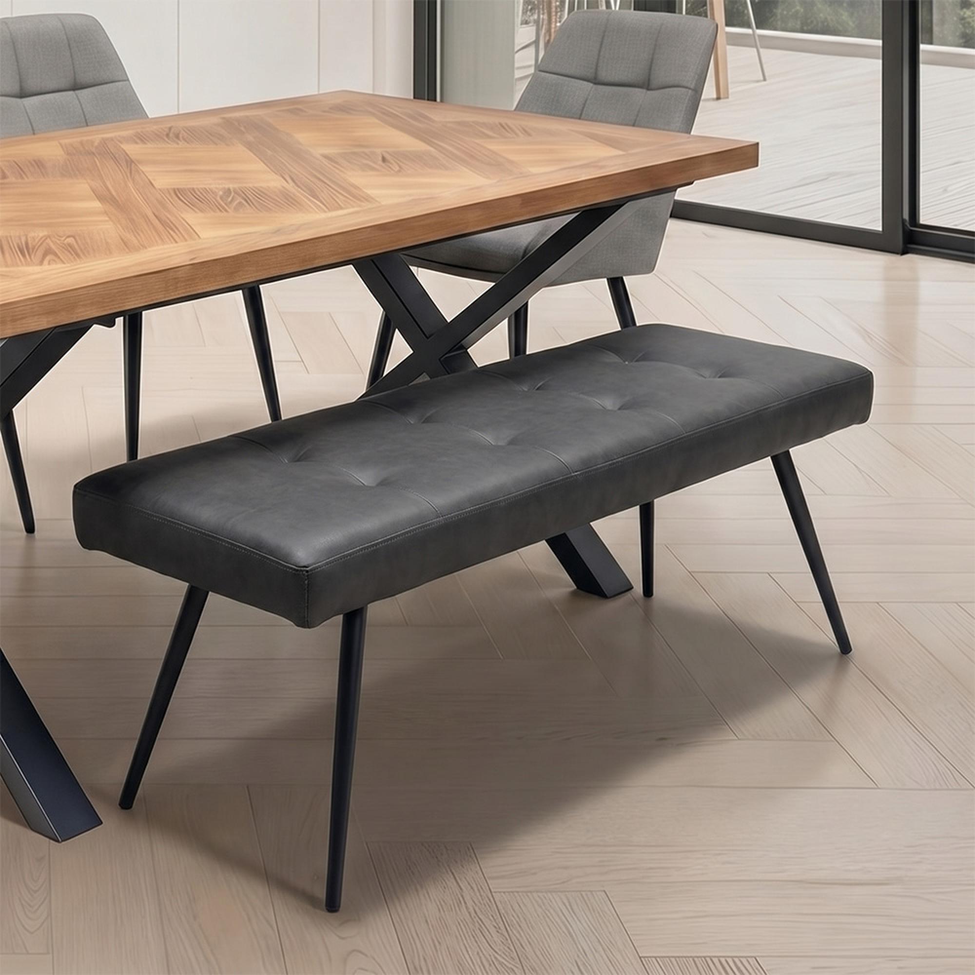 Sheldon Dining Bench - Charcoal Faux Leather