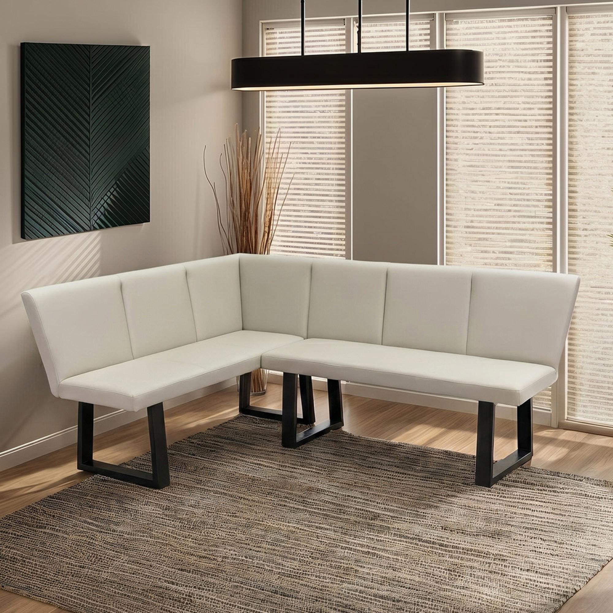 Westin Corner Dining Bench - Stone Faux Leather