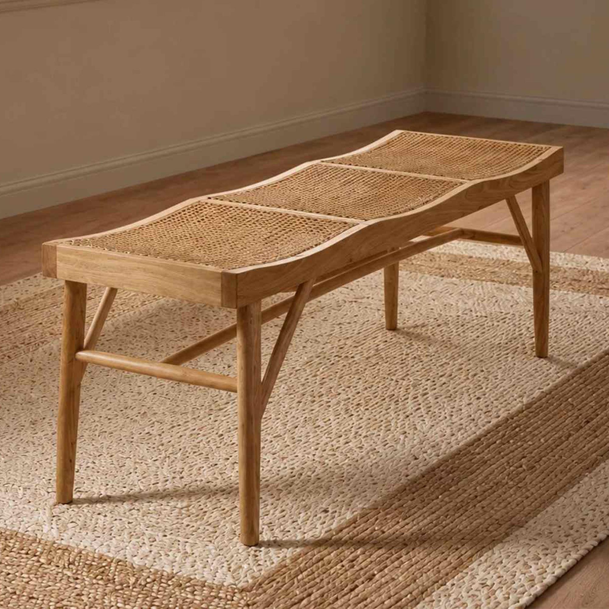 Elodie Dining Bench - Natural - Rattan and Solid Ash