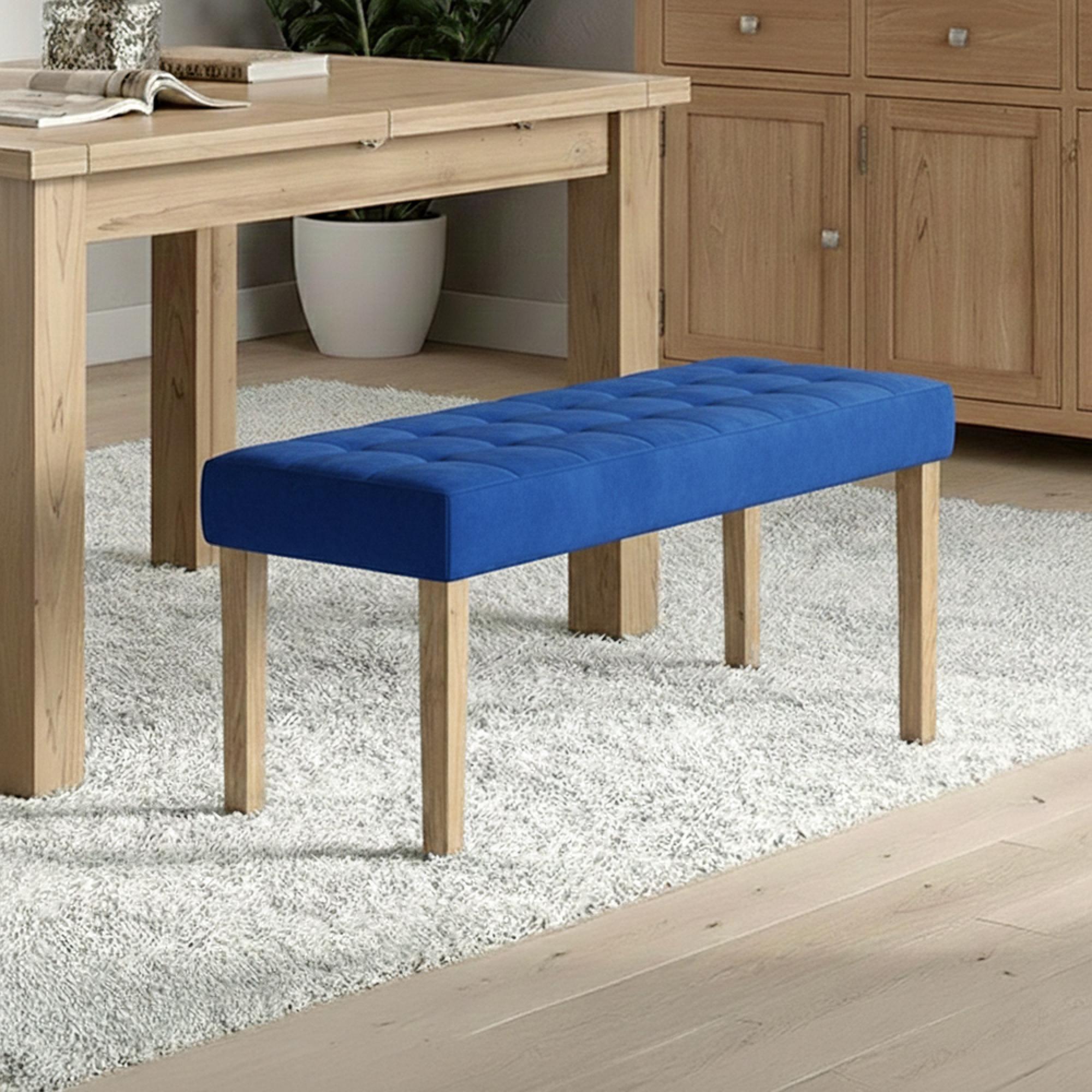 Ashbury Dining Bench - Small - Blue Fabric