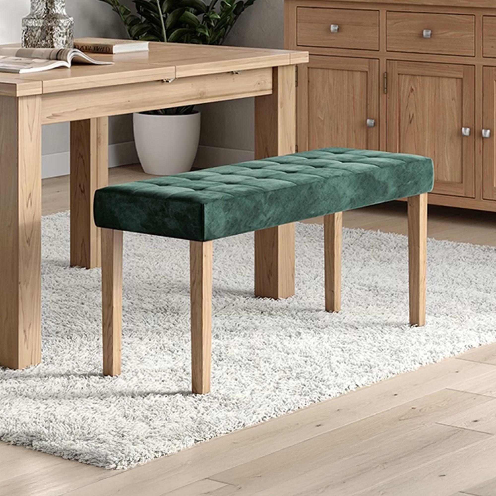 Ashbury Dining Bench - Large - Green Fabric
