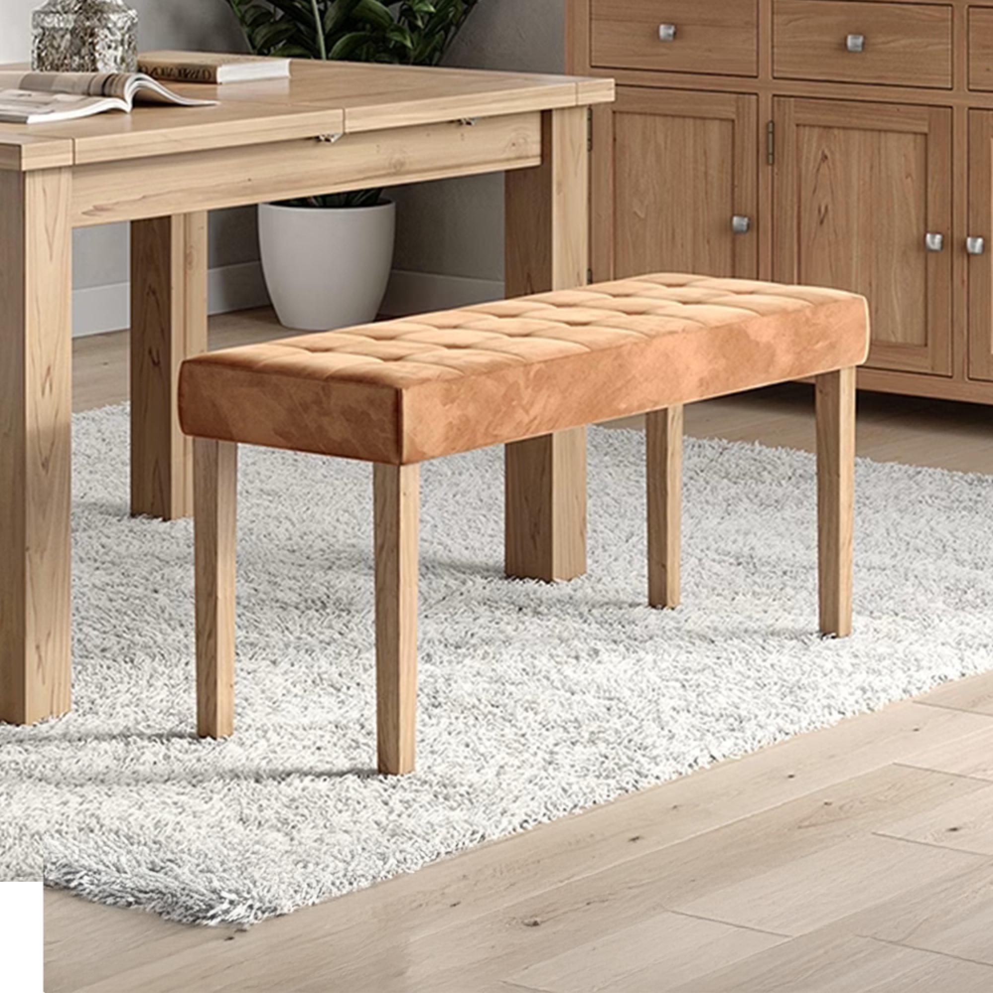 Ashbury Dining Bench - Large - Orange Fabric