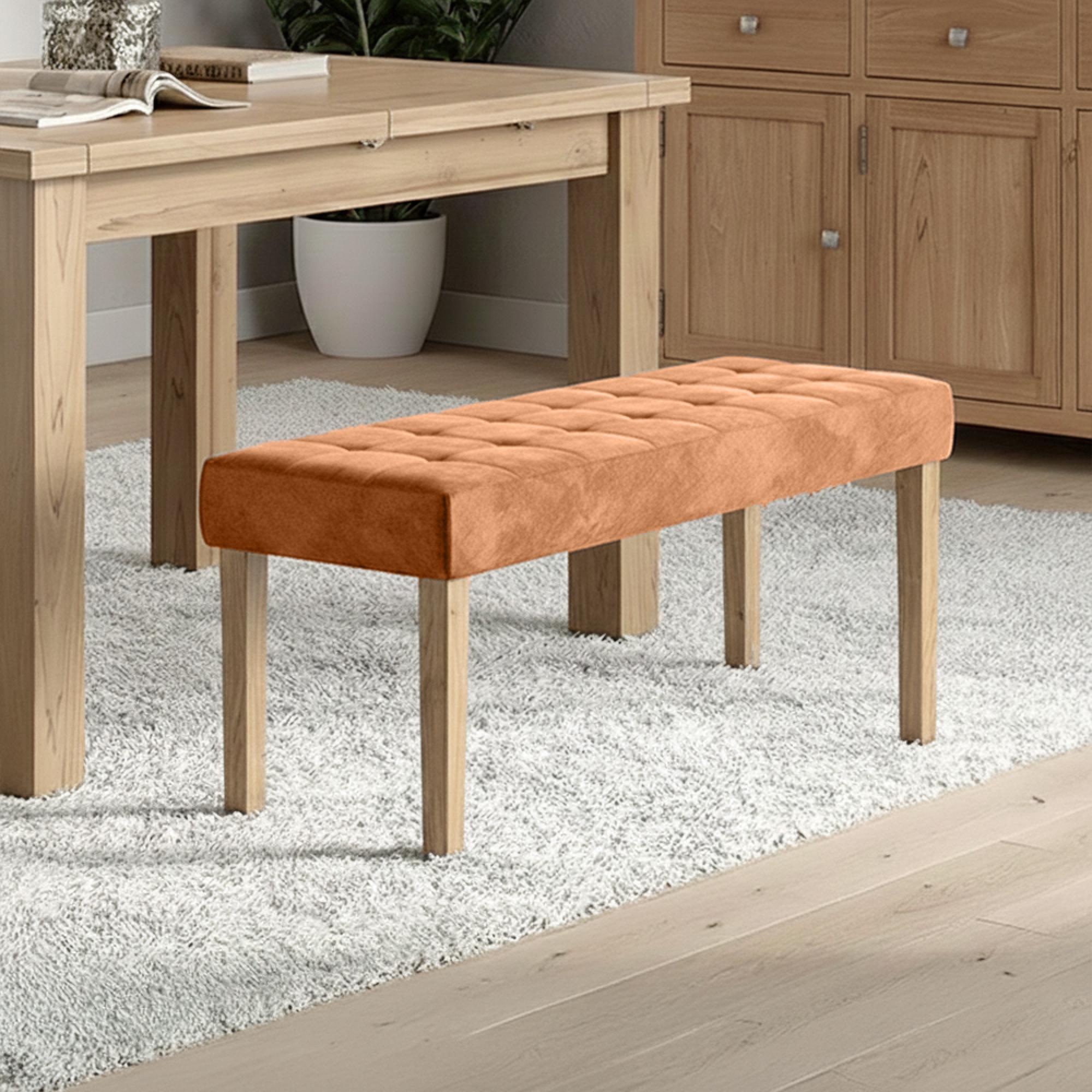 Ashbury Dining Bench - Small - Orange Fabric