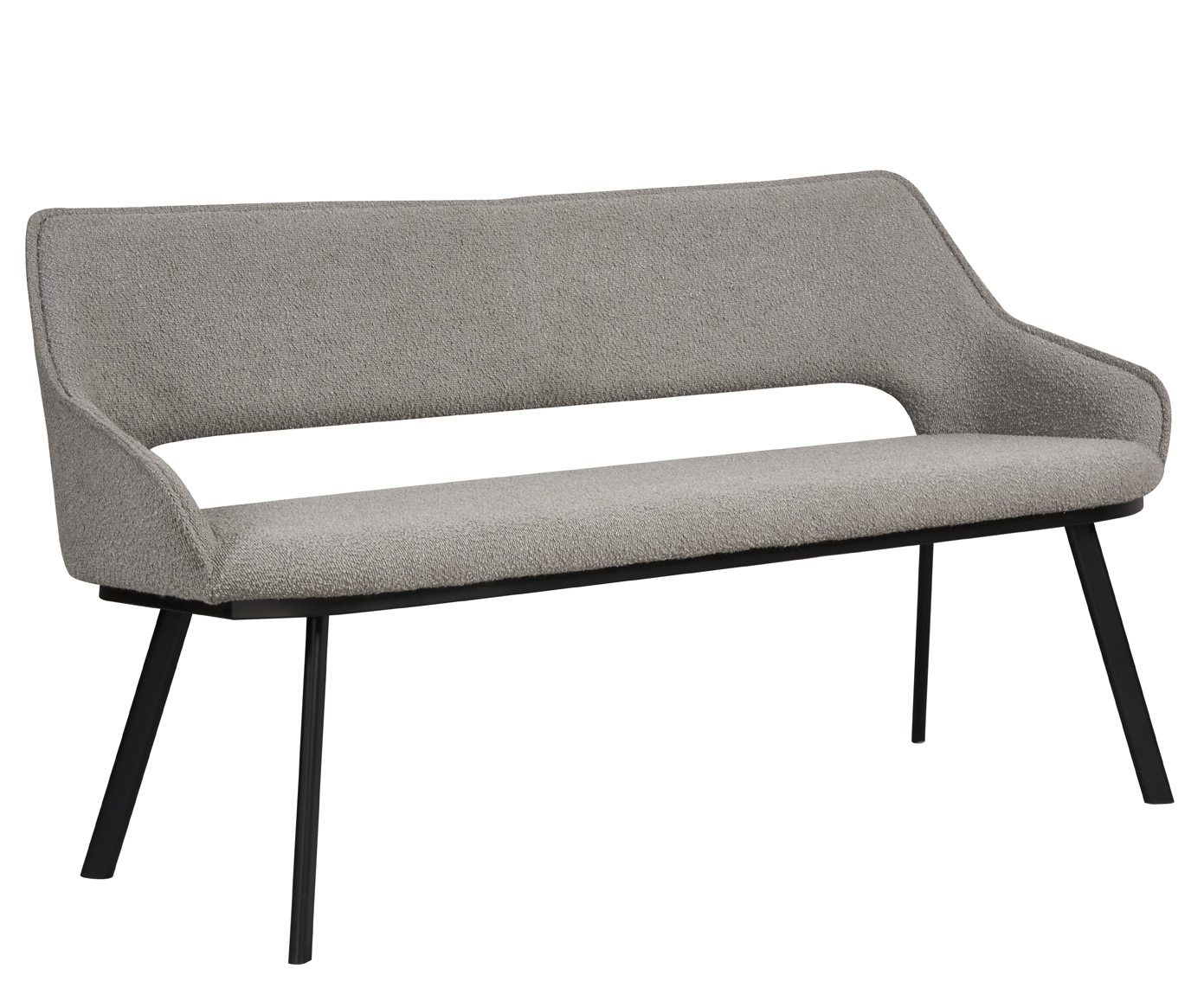 Blende Dining Bench - with Back - Light Grey Boucle Fabric