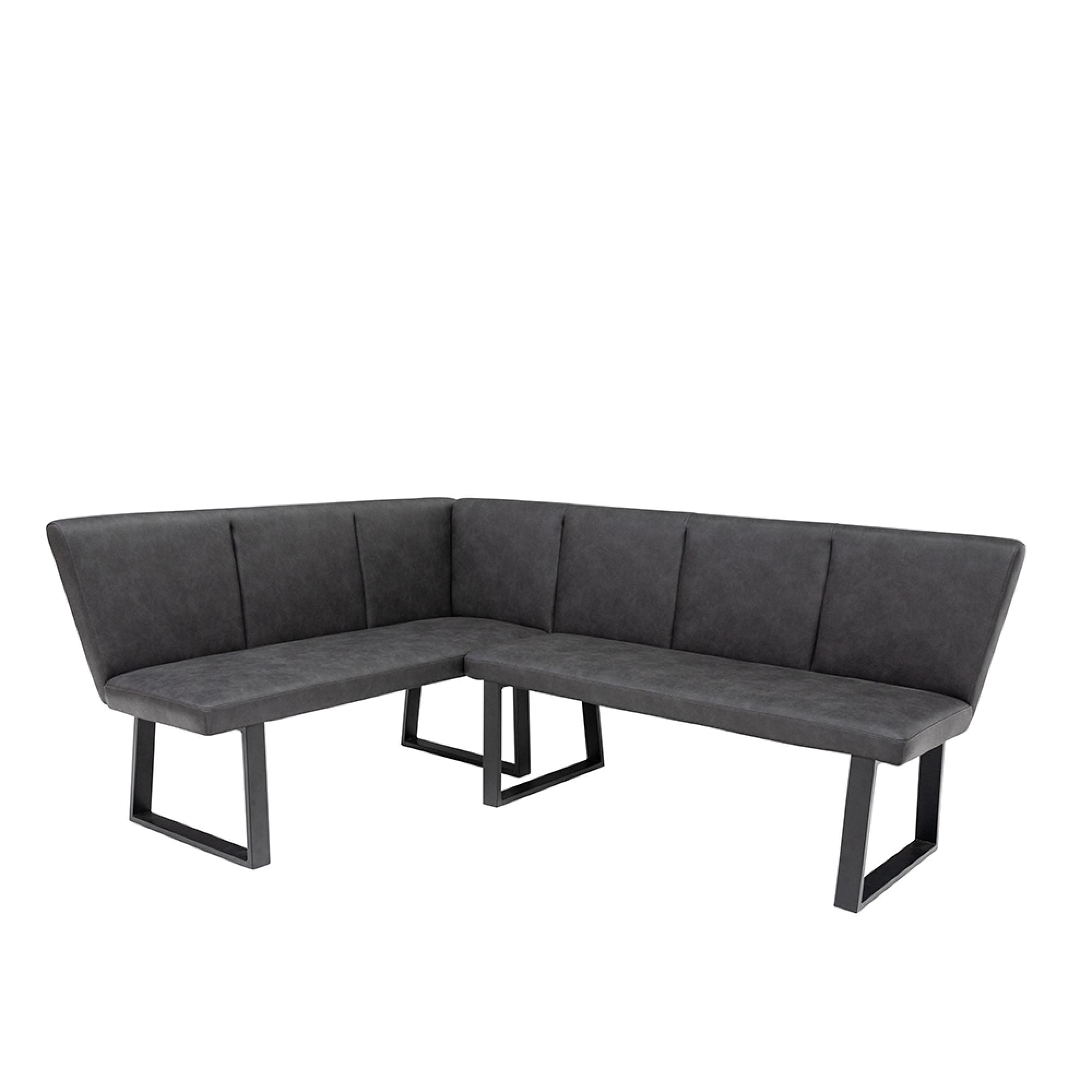 Franklin Corner Dining Bench - Charcoal Faux Leather