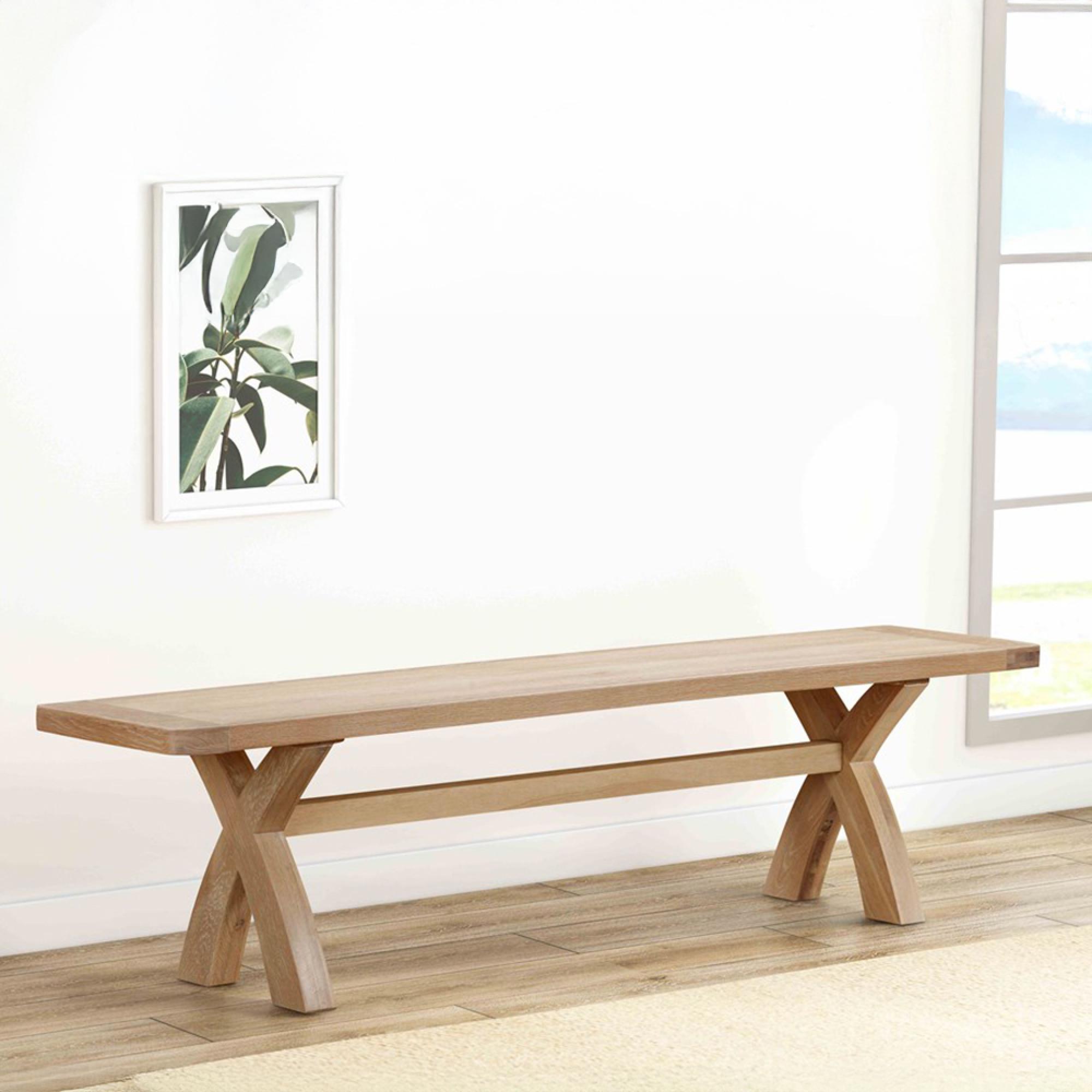 Hayley Dining Bench - with Cross Legs - Oak