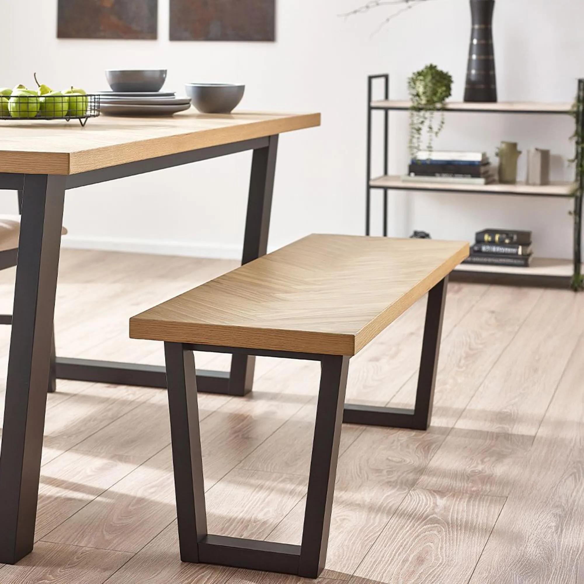 Hilton Dining Bench - Herringbone - Oak