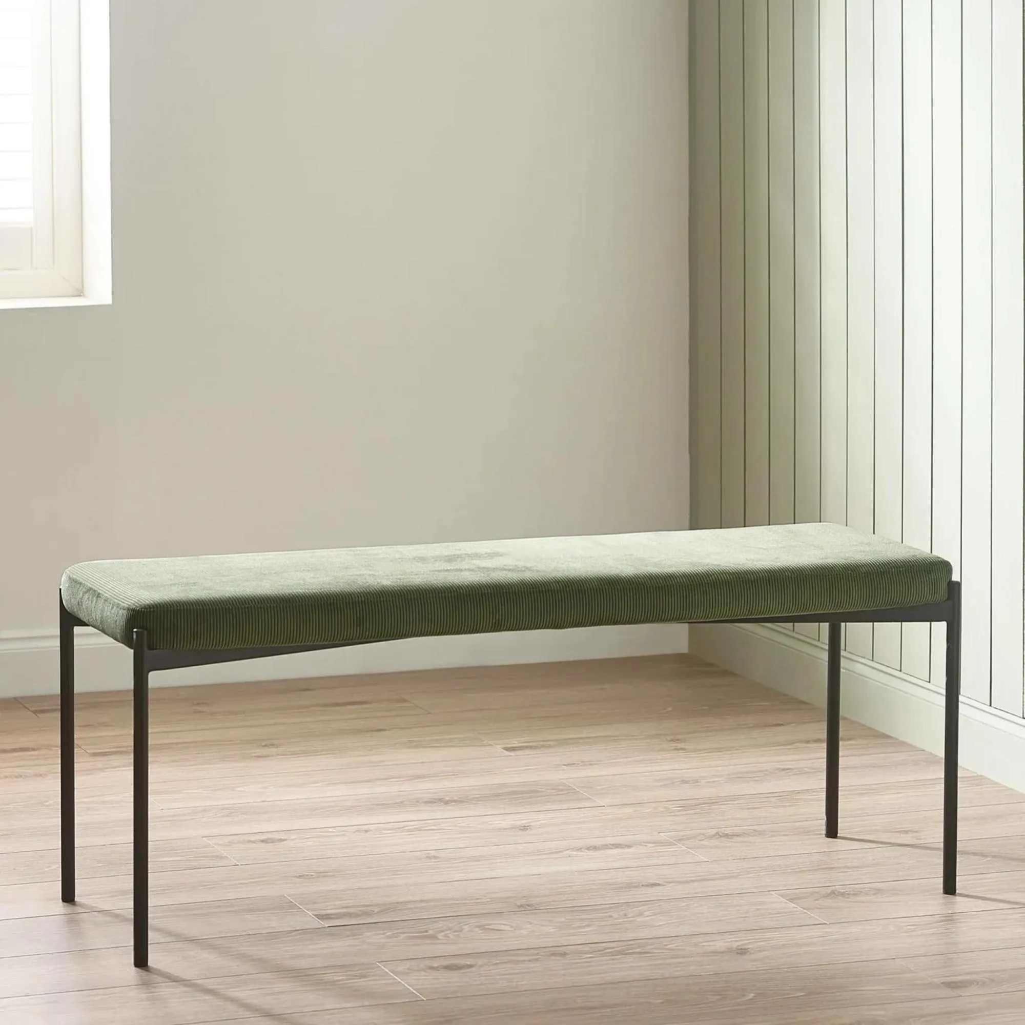 Leonie Green Fabric Dining Bench