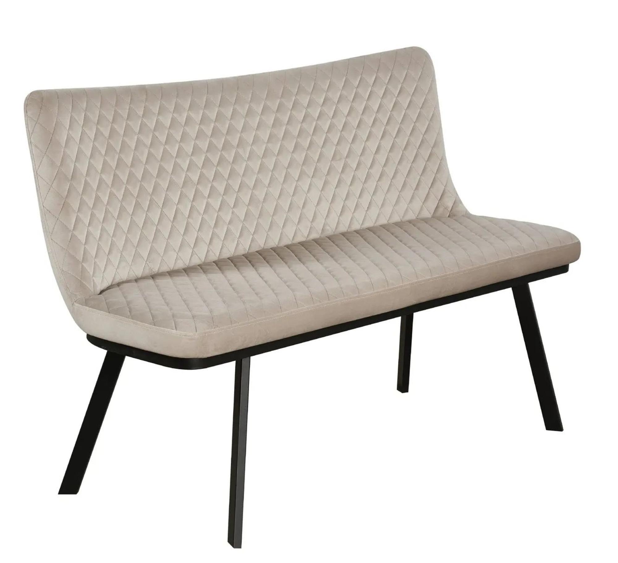 Ramona Dining Bench - with Back - Champagne Velvet Fabric