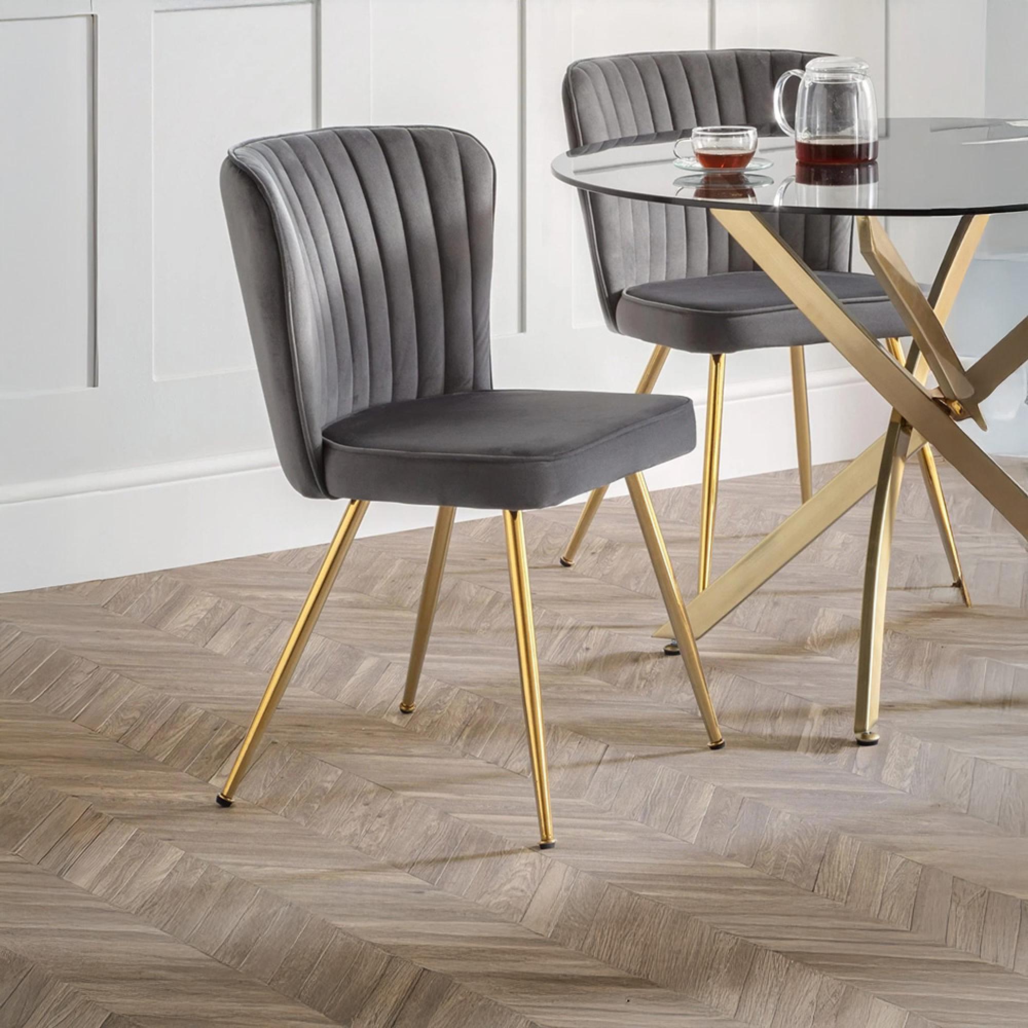 Cannes Dining Chair - Set of 2 - Grey Fabric