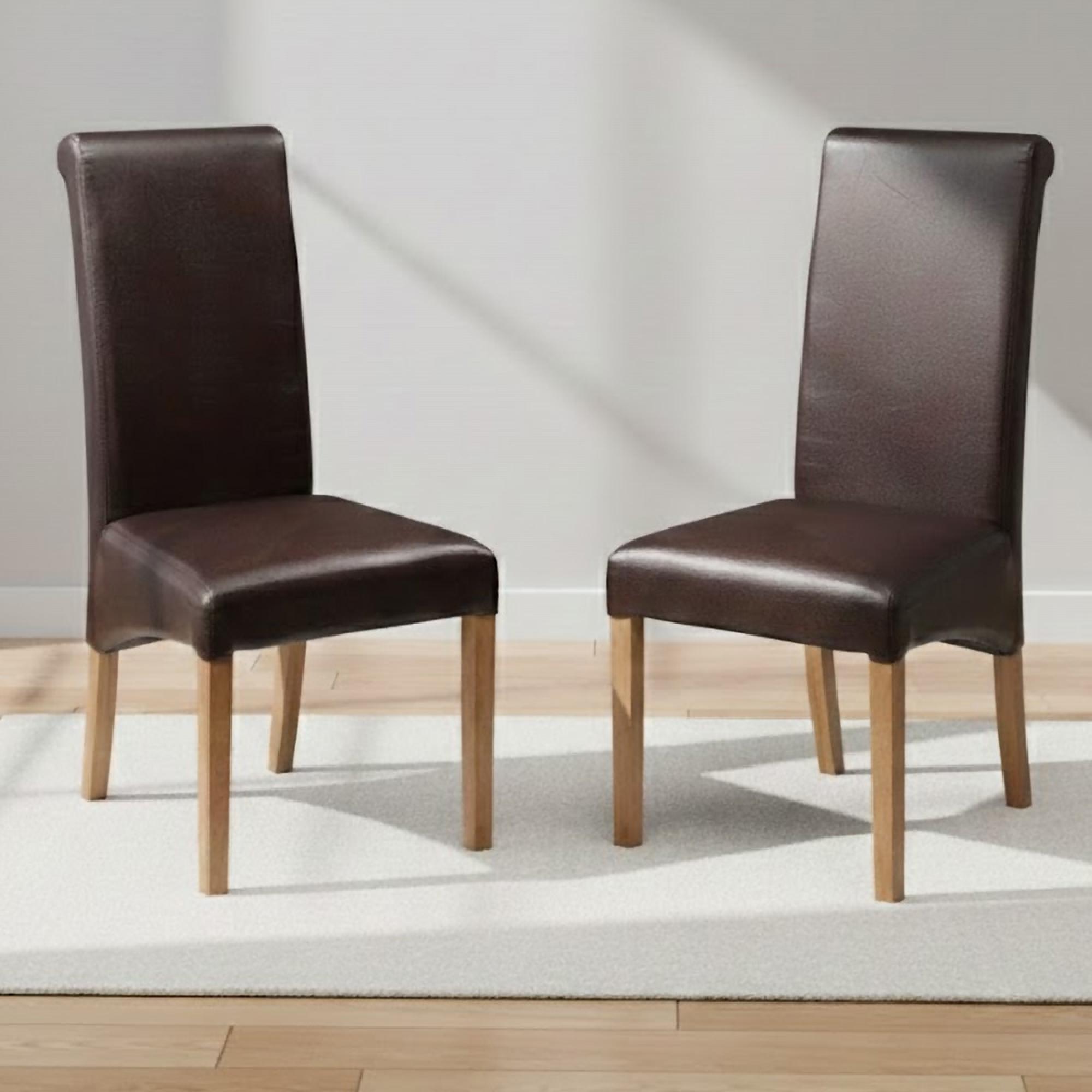 Cuba Dining Chair - Set of 2 - Brown Faux Leather
