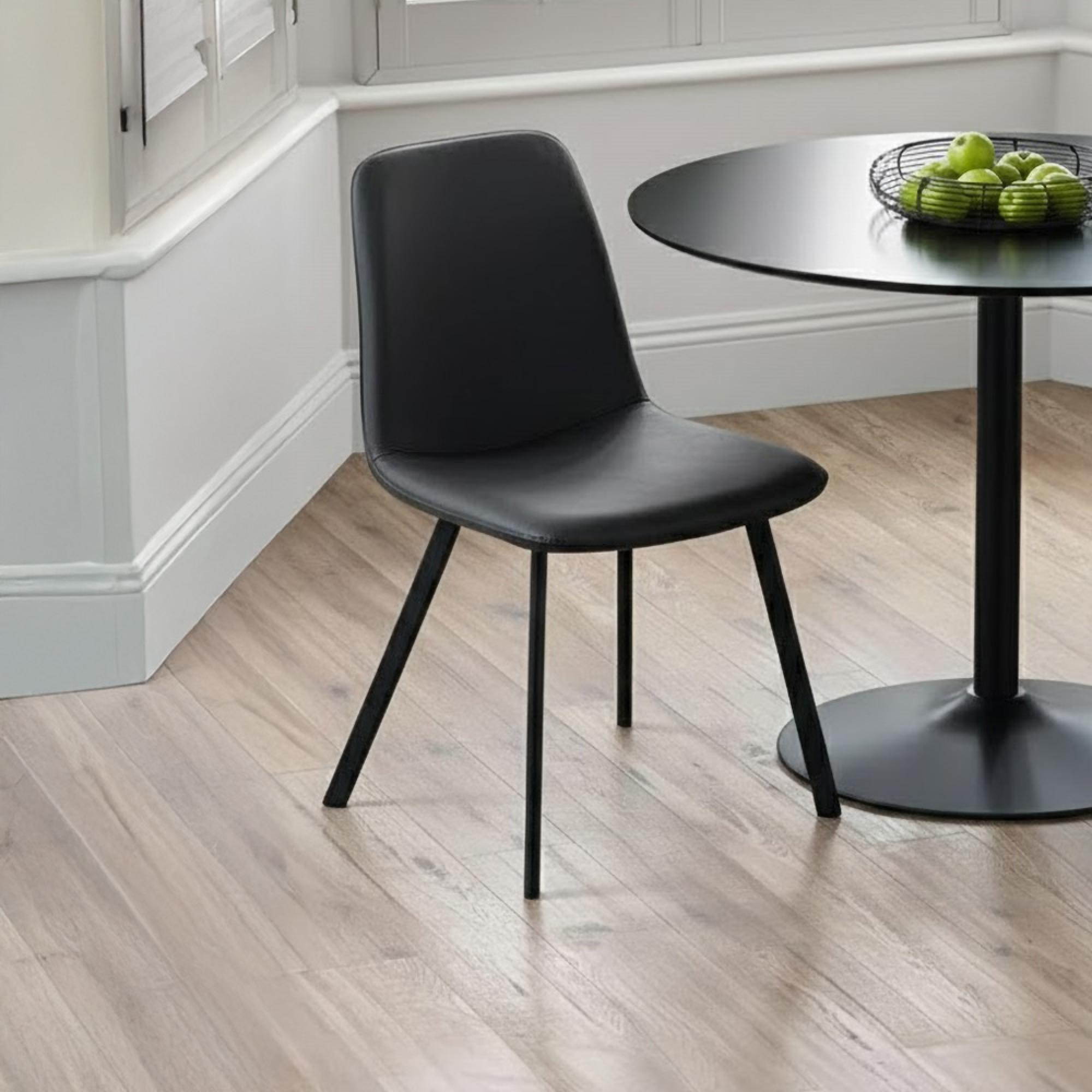 Goya Dining Chair - Set of 2 - Black Faux Leather