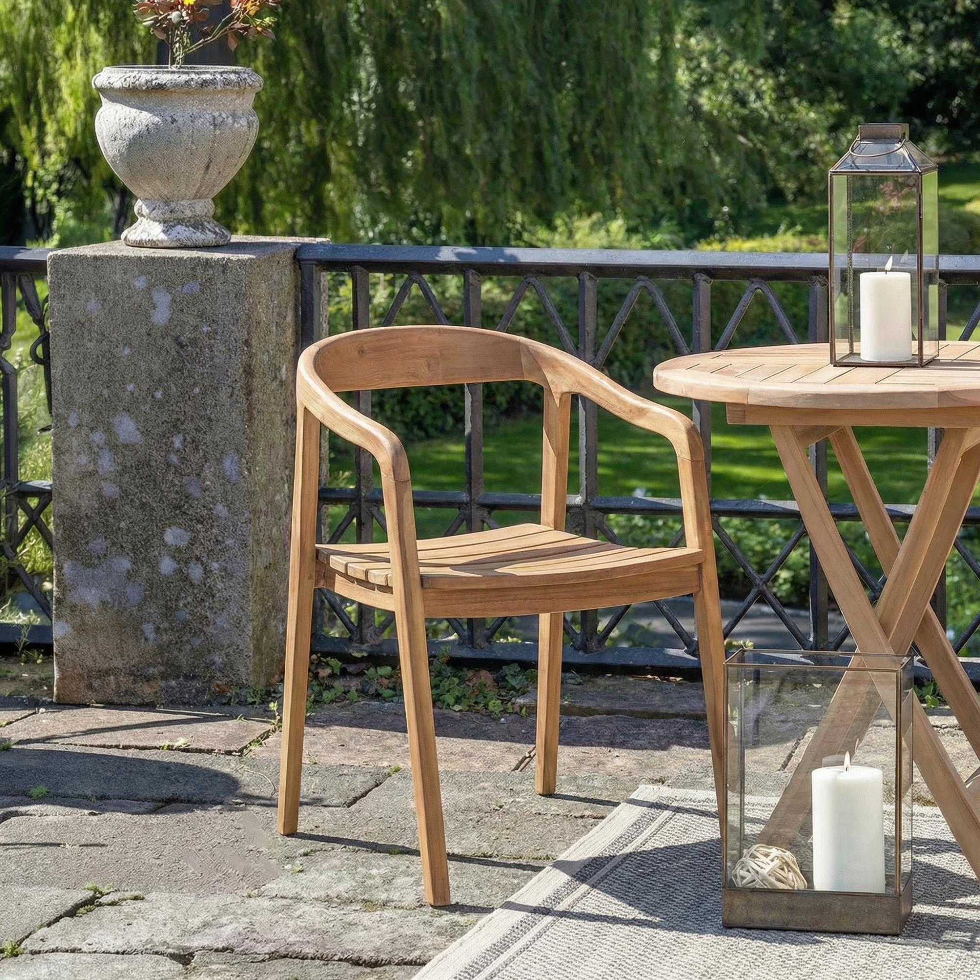 Otero Garden Dining Chair - Set of 2 - Natural Teak Wood