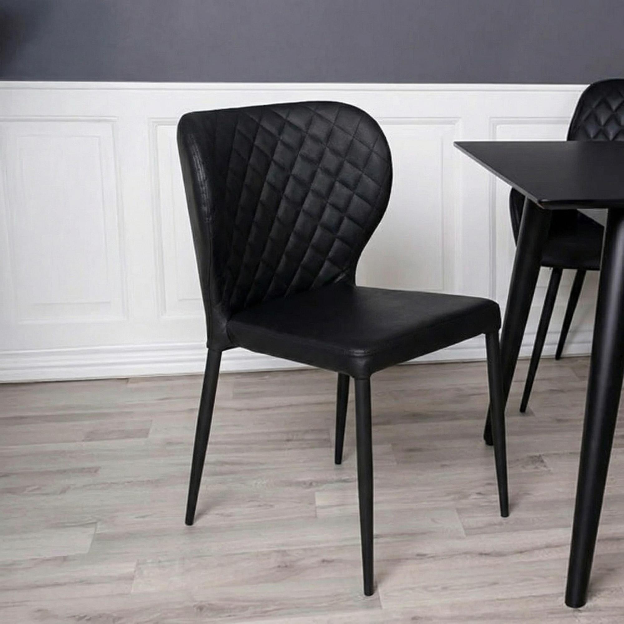 Pisa Dining Chair - Set of 2 - Black Faux Leather