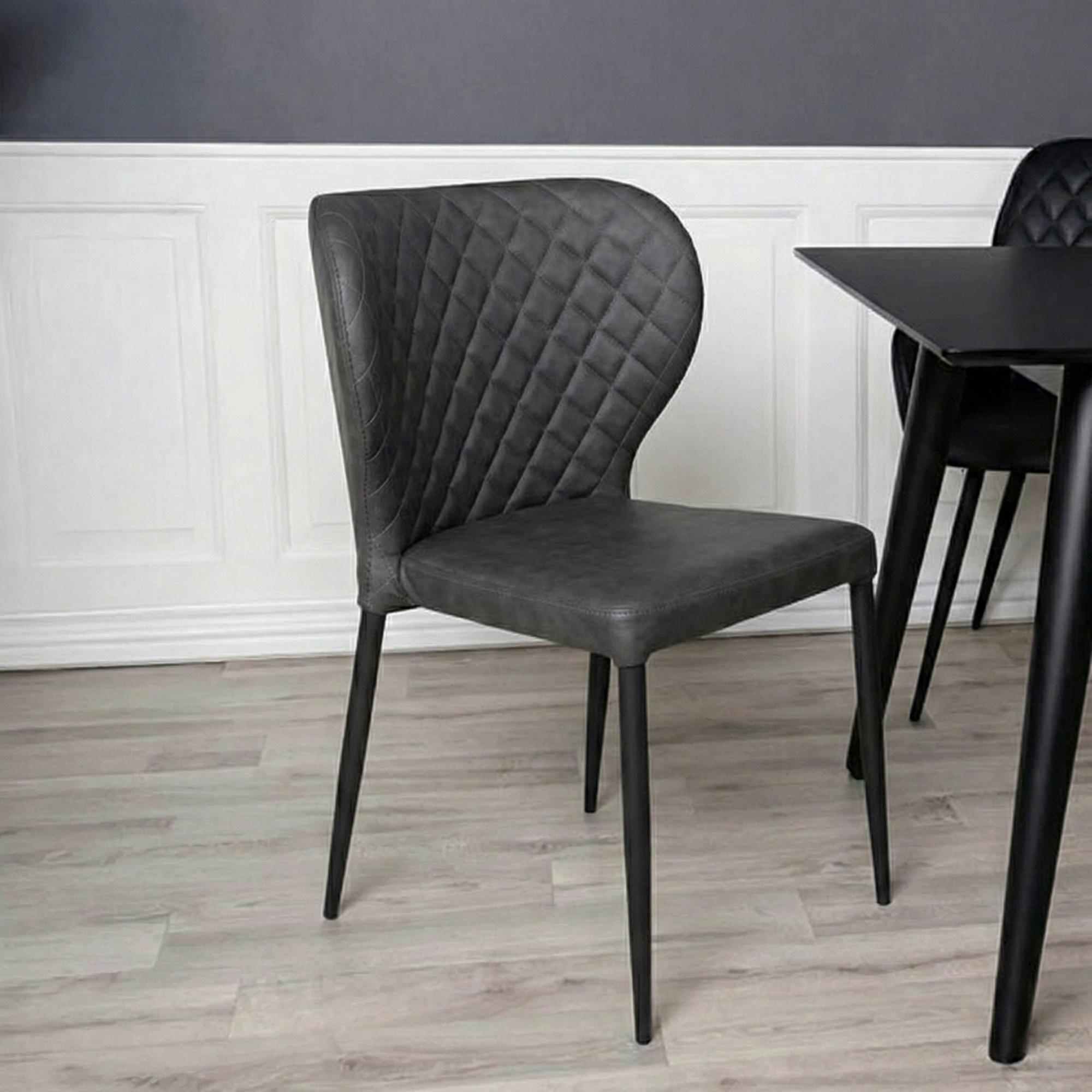 Pisa Dining Chair - Set of 2 - Dark Grey Faux Leather