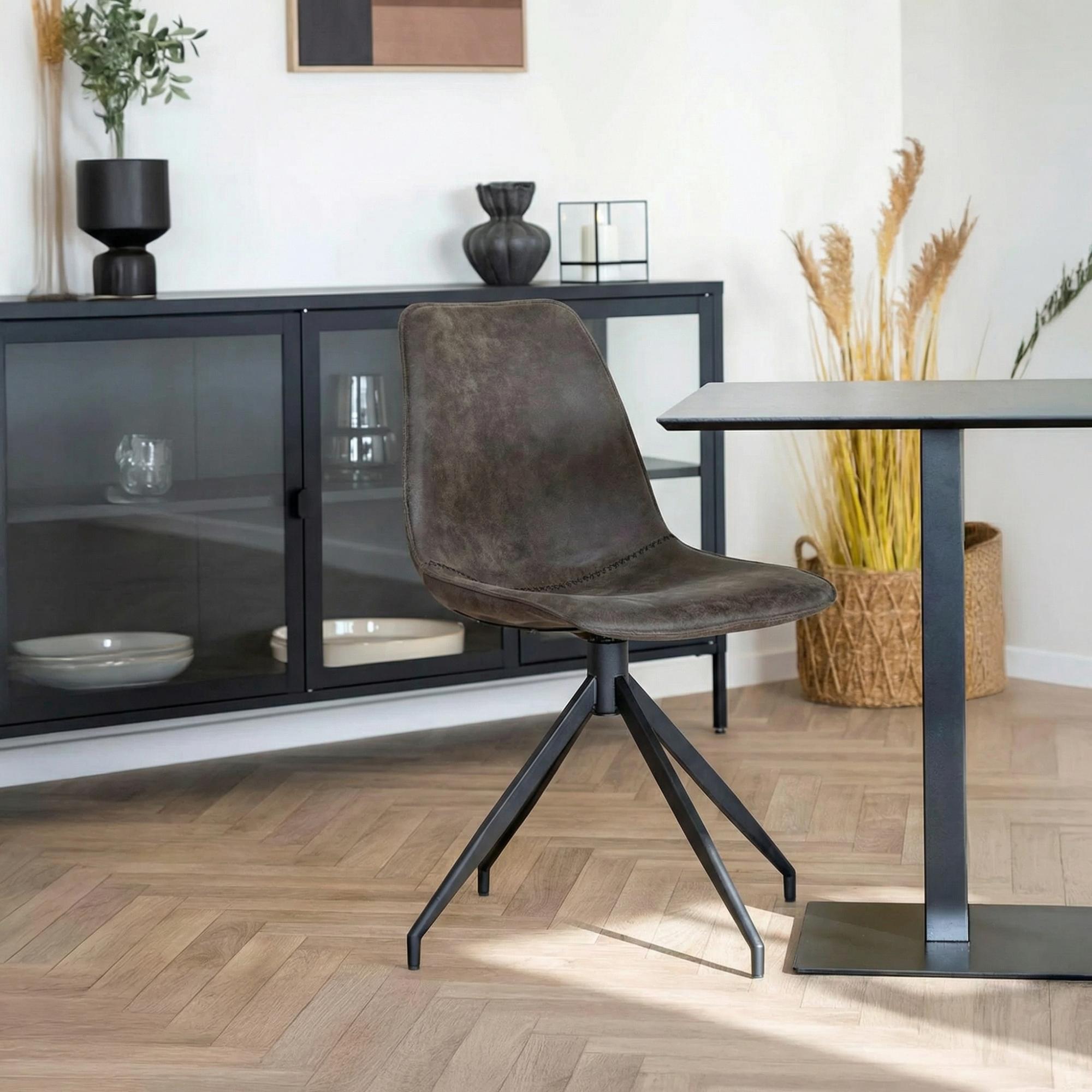 Monaco Dining Chair - Set of 2 - Grey - Fabric - Swivel