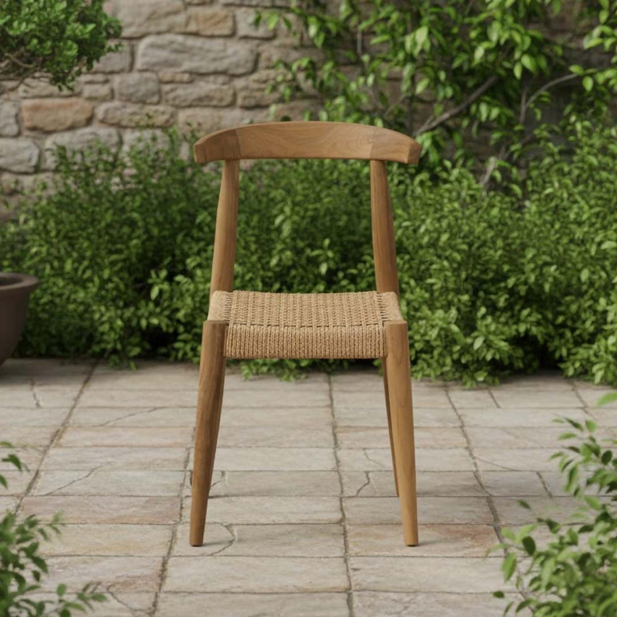 Hawthorne Outdoor Dining Chair Set of 2 Natural Teak Wood