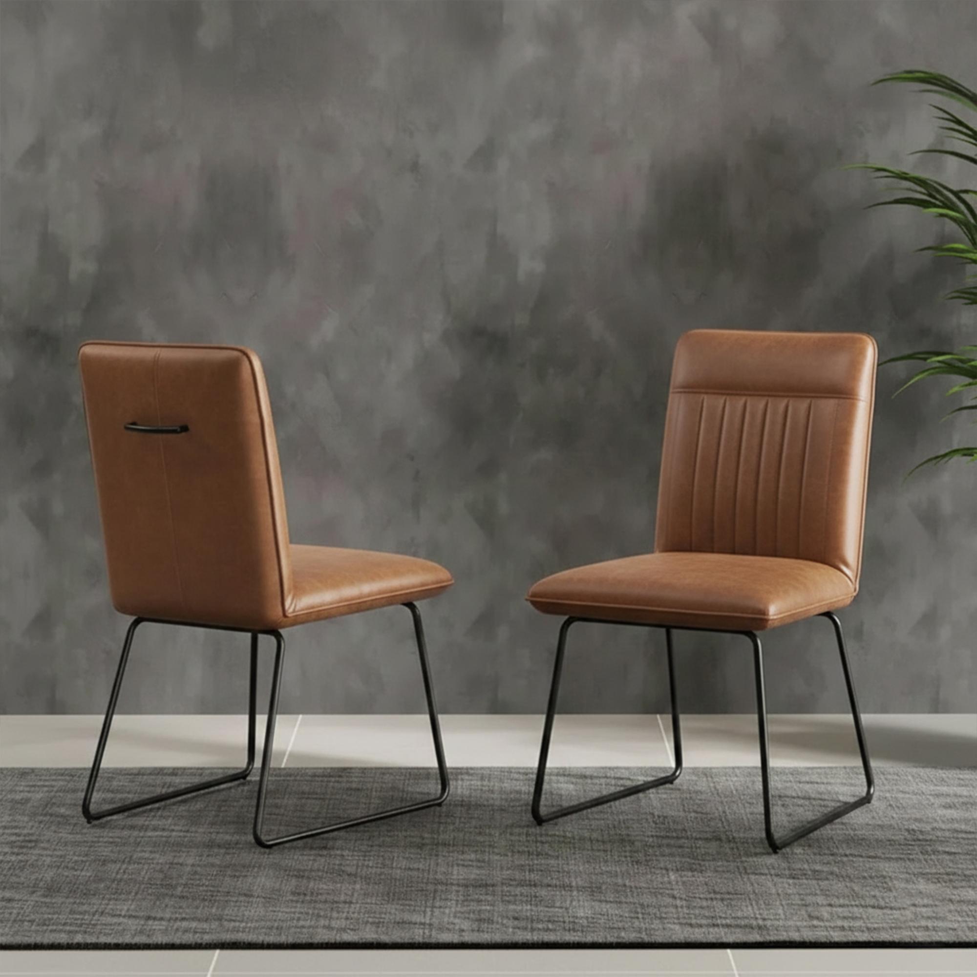 2 x Halle Brown Leather Dining Chair