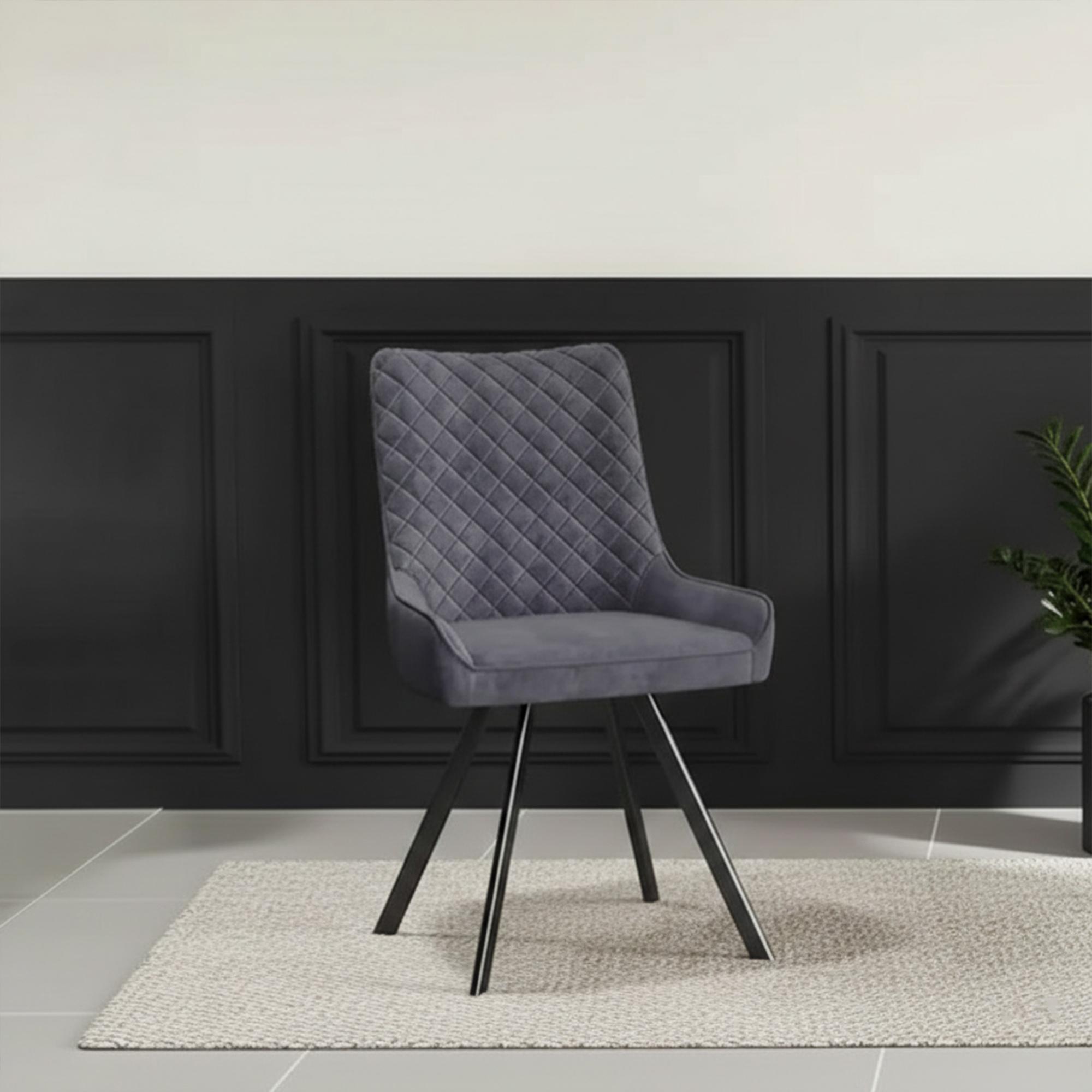 2 x Jessie Grey Fabric Dining Chair