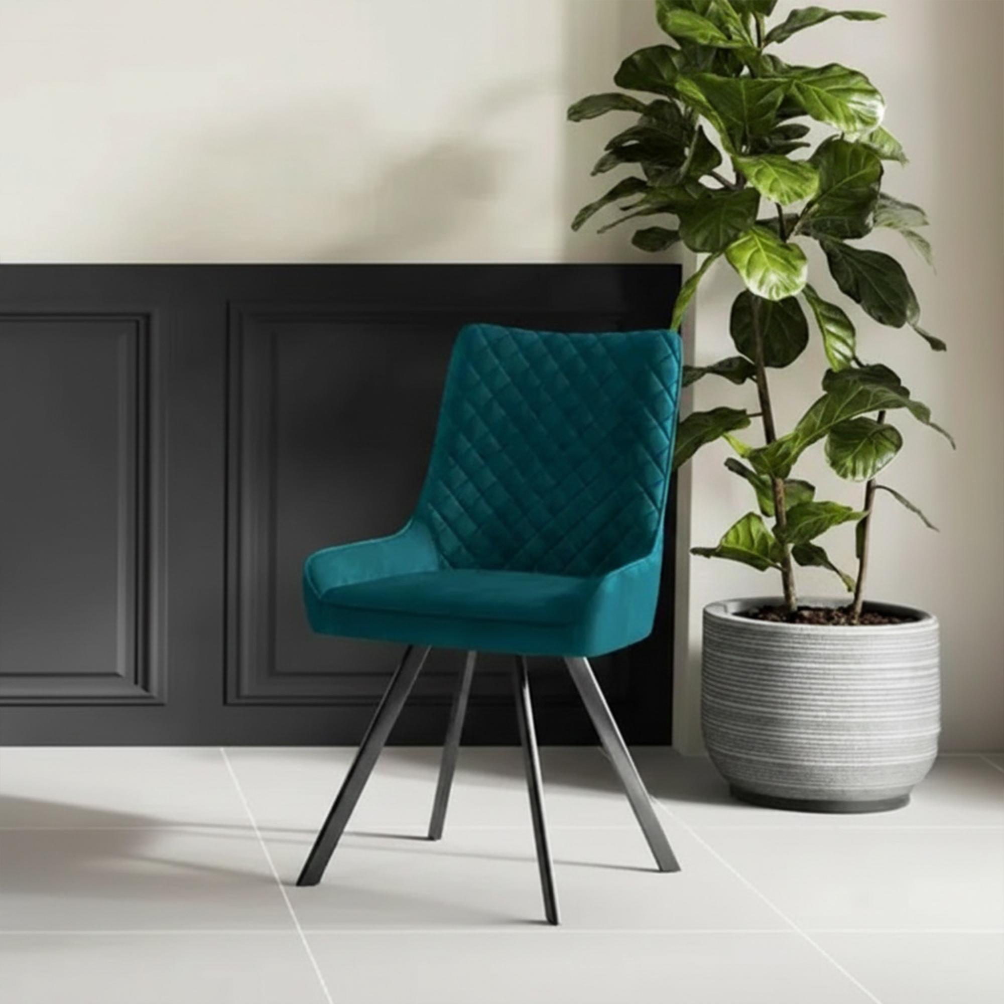 2 x Jessie Torquiose Blue Fabric Dining Chair