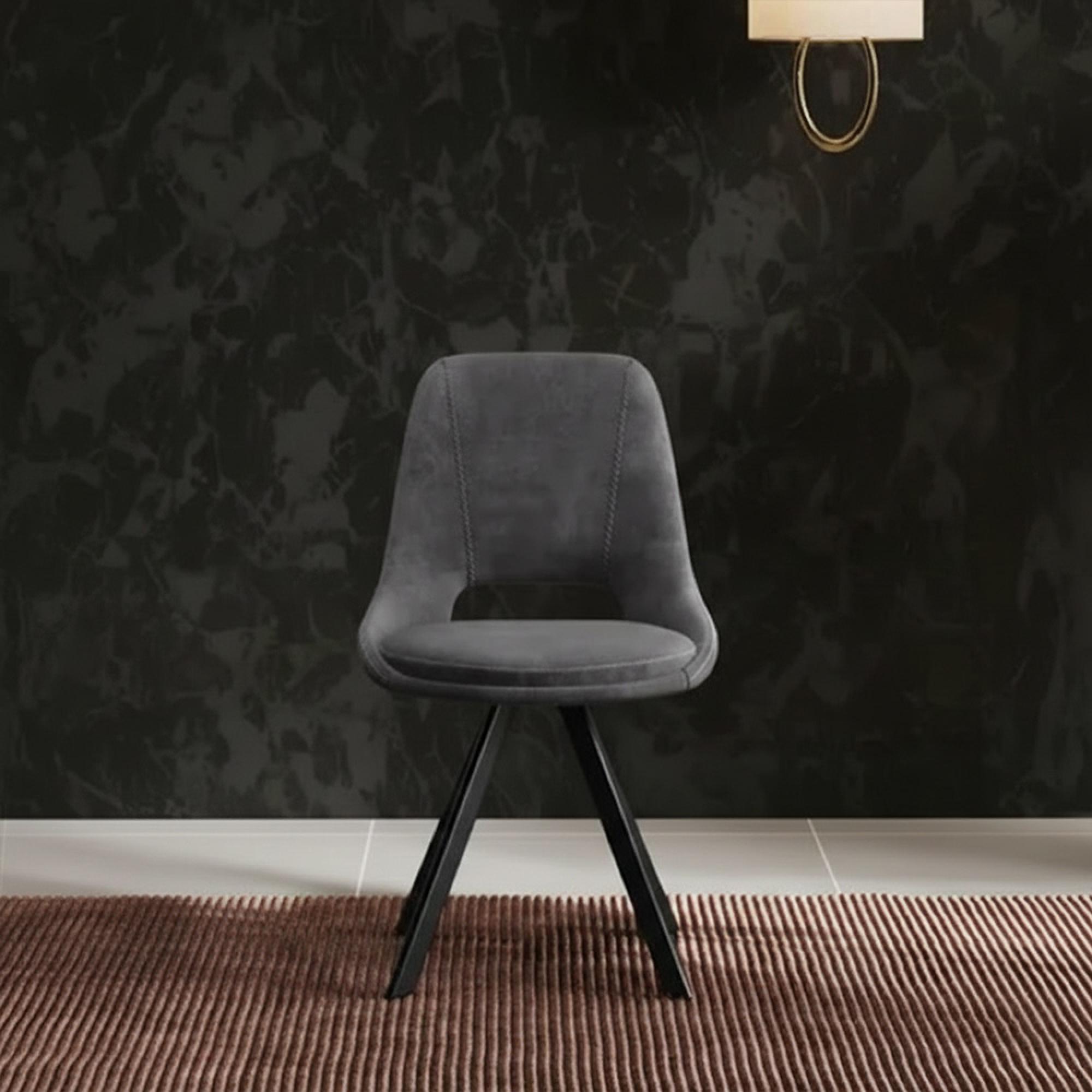 2 x Kieler Grey Fabric Swivel Dining Chair